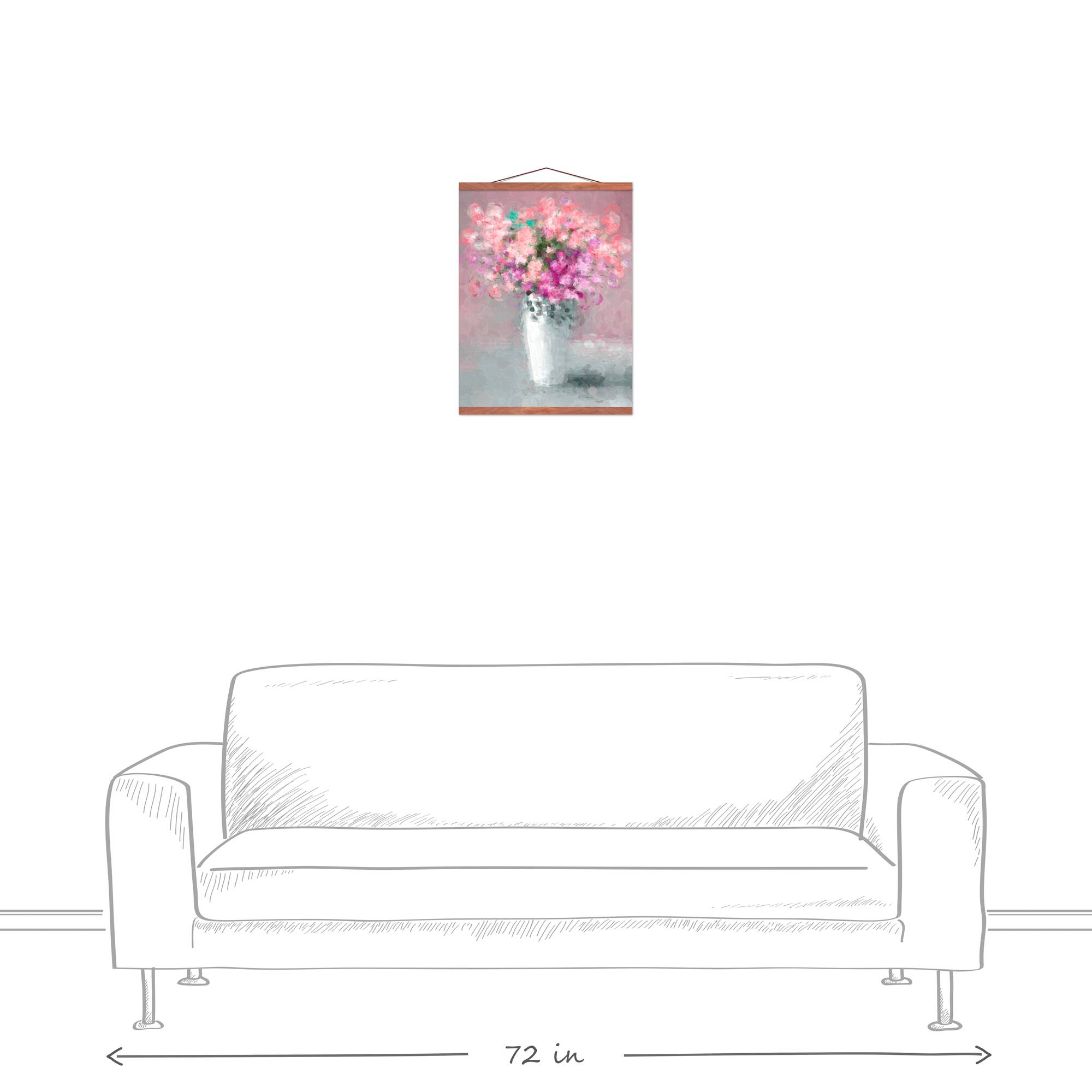 Tall Vased Florals 16" x 20" Teak Hanging Canvas