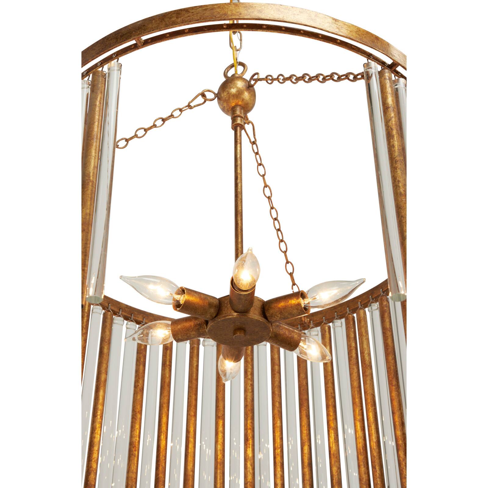 Gold Iron Glam Drum Chandelier, 25&#x22; x 22&#x22; x 22&#x22;