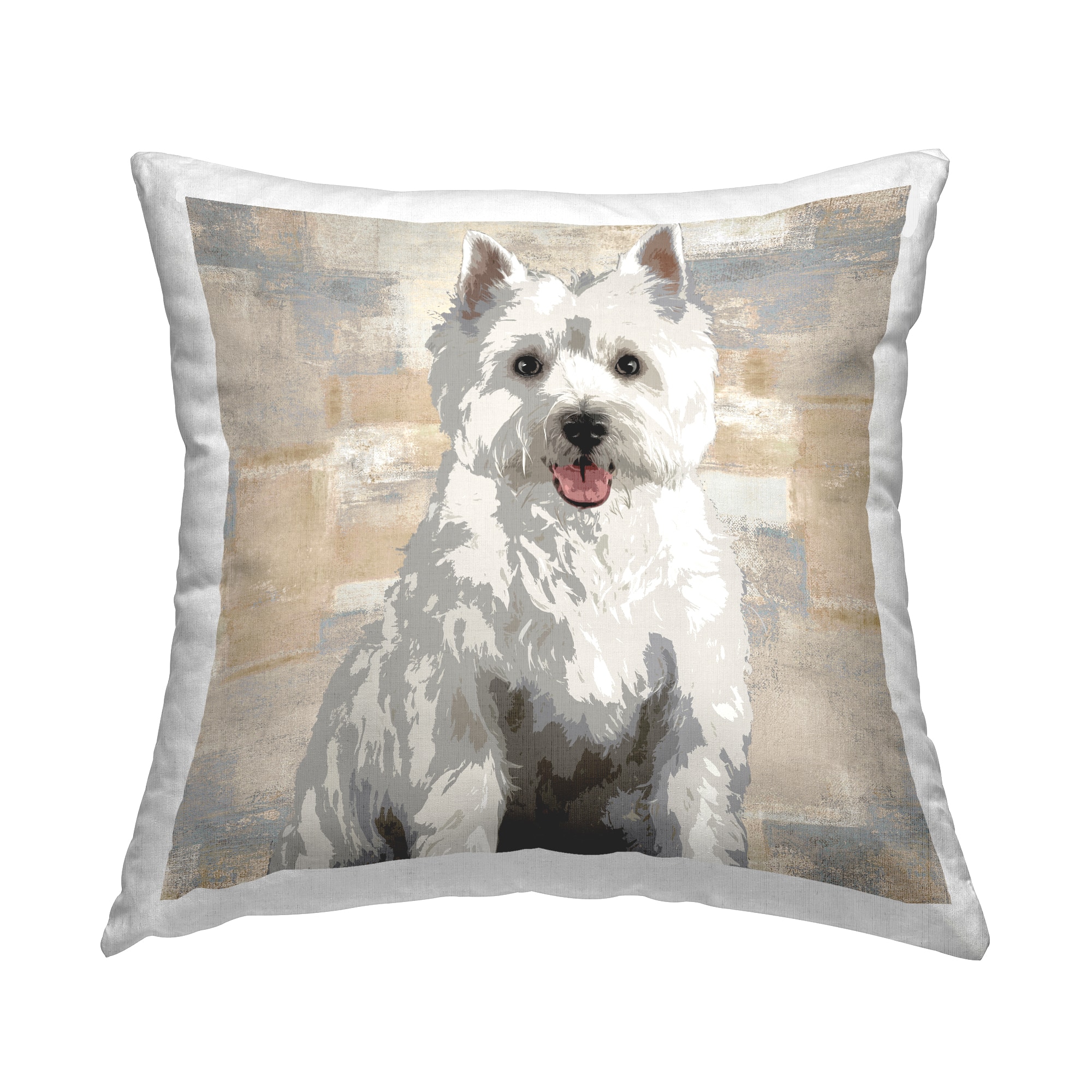 Stupell Industries Highland Terrier Dog Patchwork Pattern Grey Throw Pillow 18" x 18"