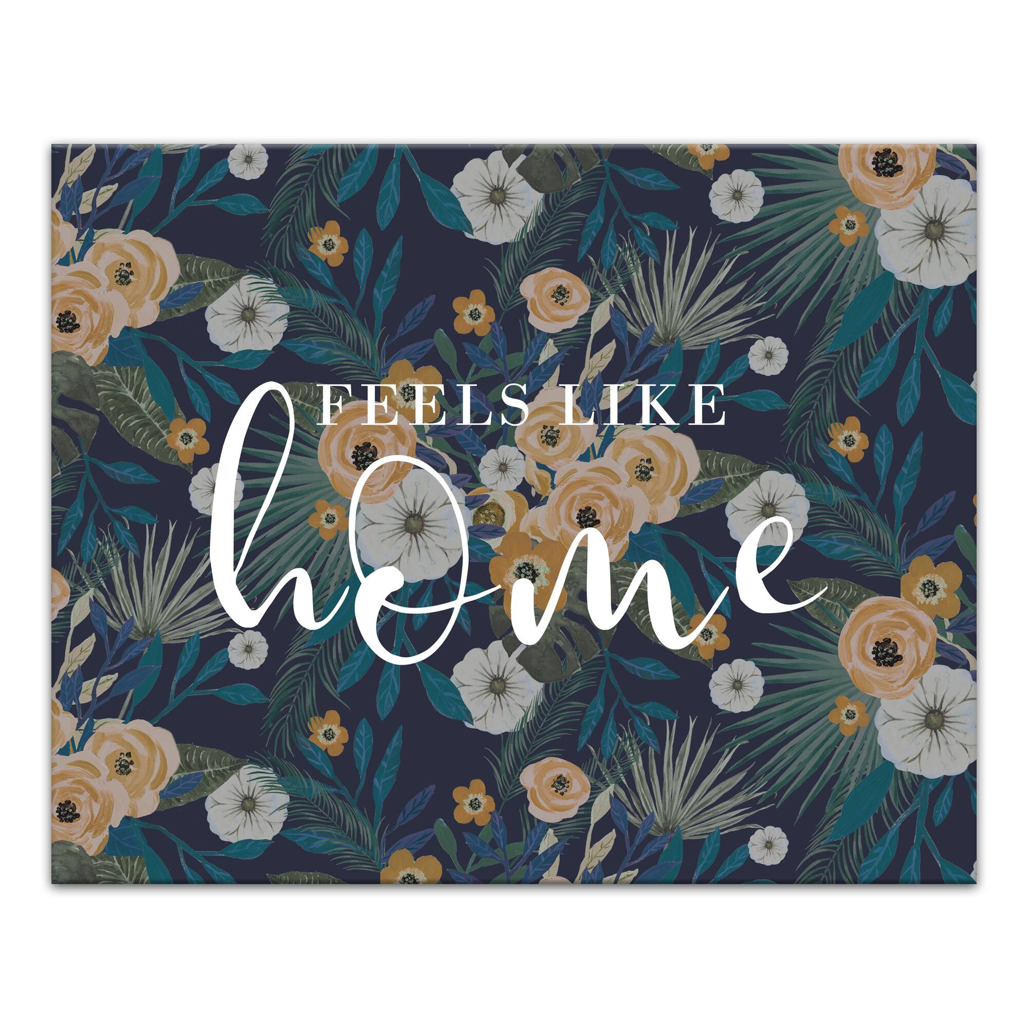 Feels Like Home Tropical Floral Canvas Wall Art