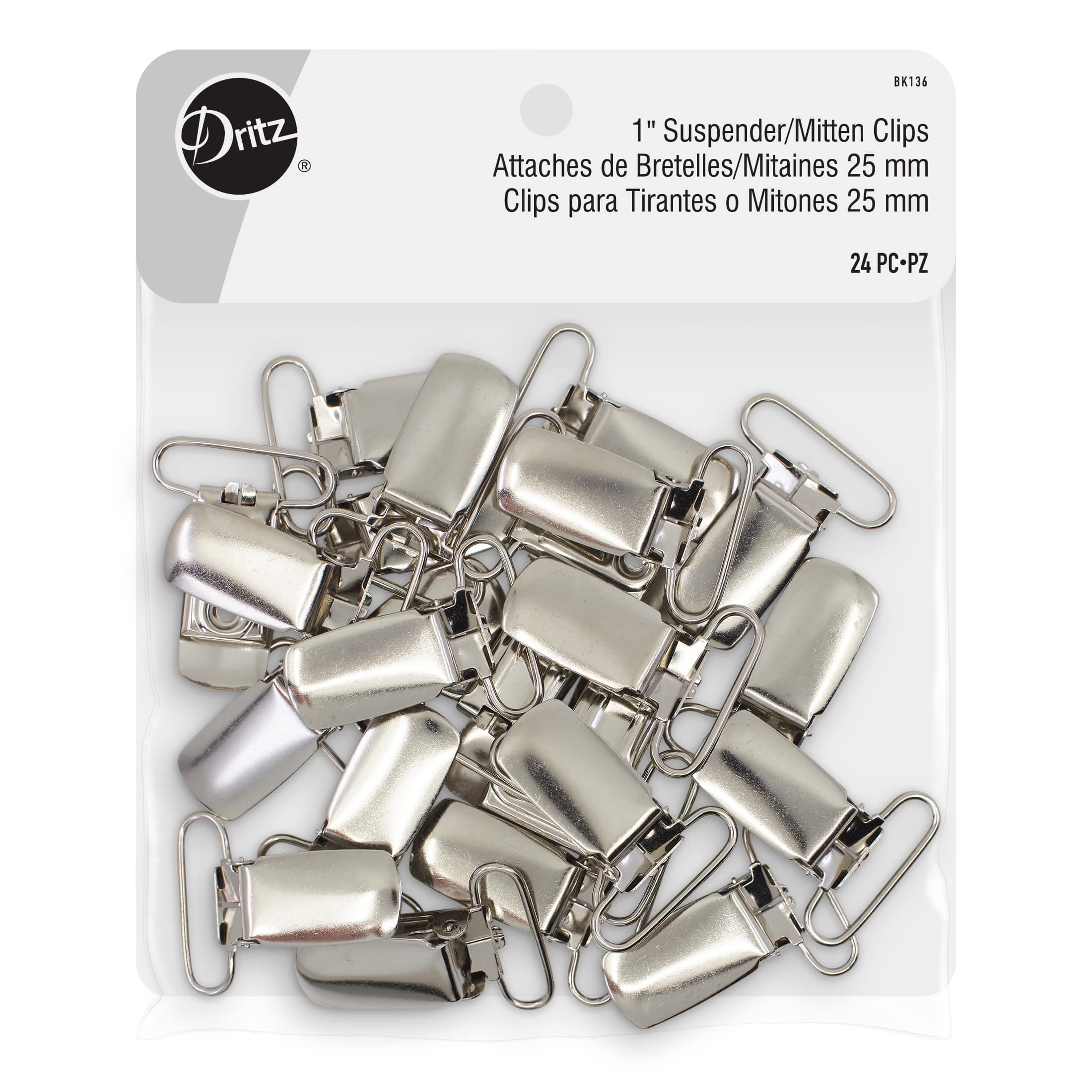Dritz&#xAE; Silver 1&#x22; Suspender/Mitten Clips, 24ct.