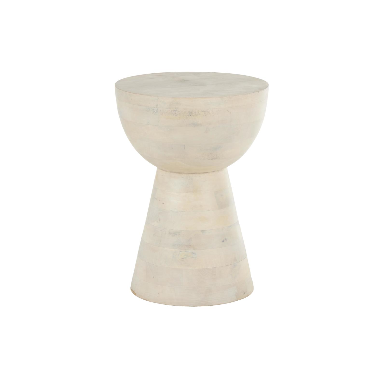 18.25" Cream Mango Wood Accent Table