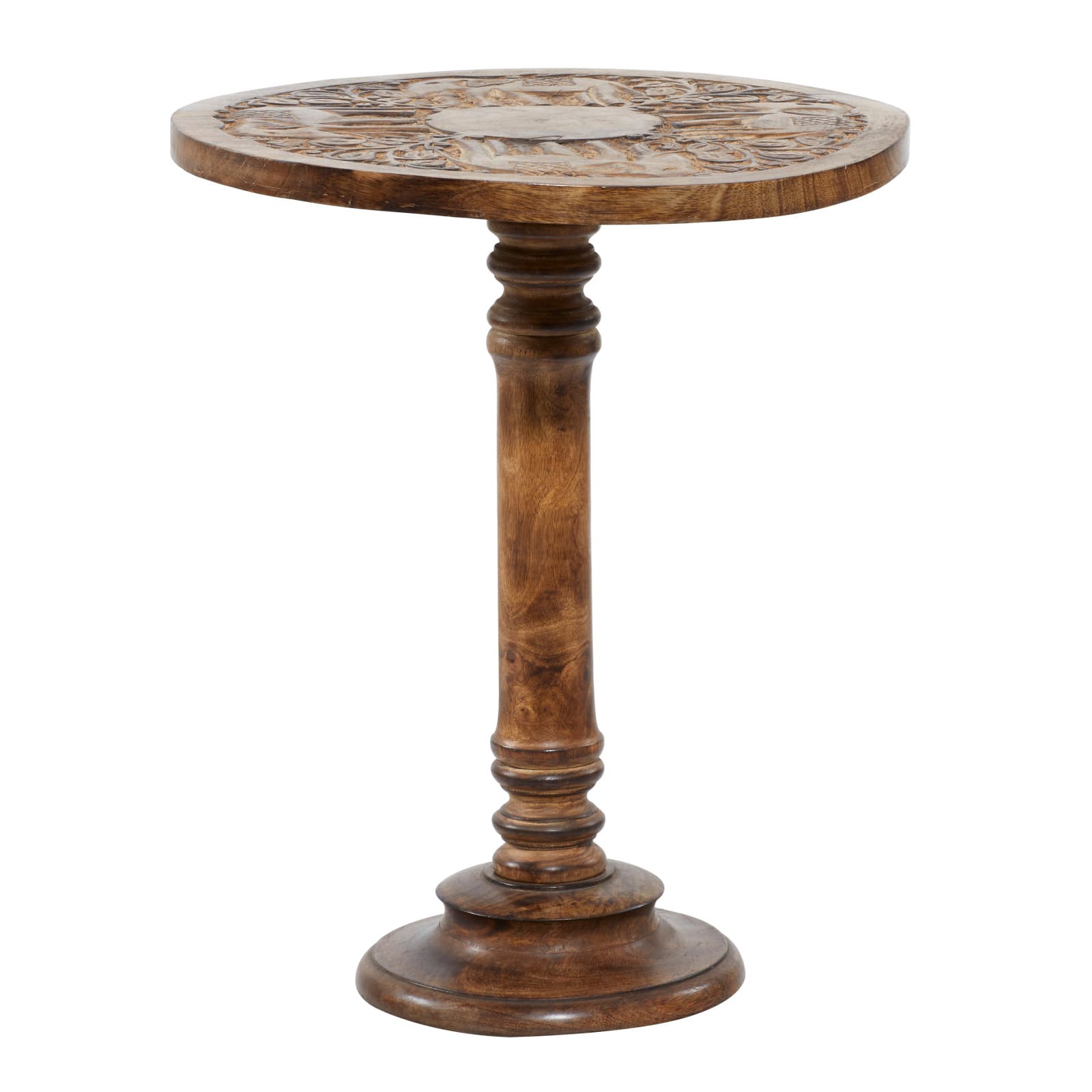 Brown Mango Wood Traditional Accent Table, 21&#x22; x 17&#x22; x 17&#x22;