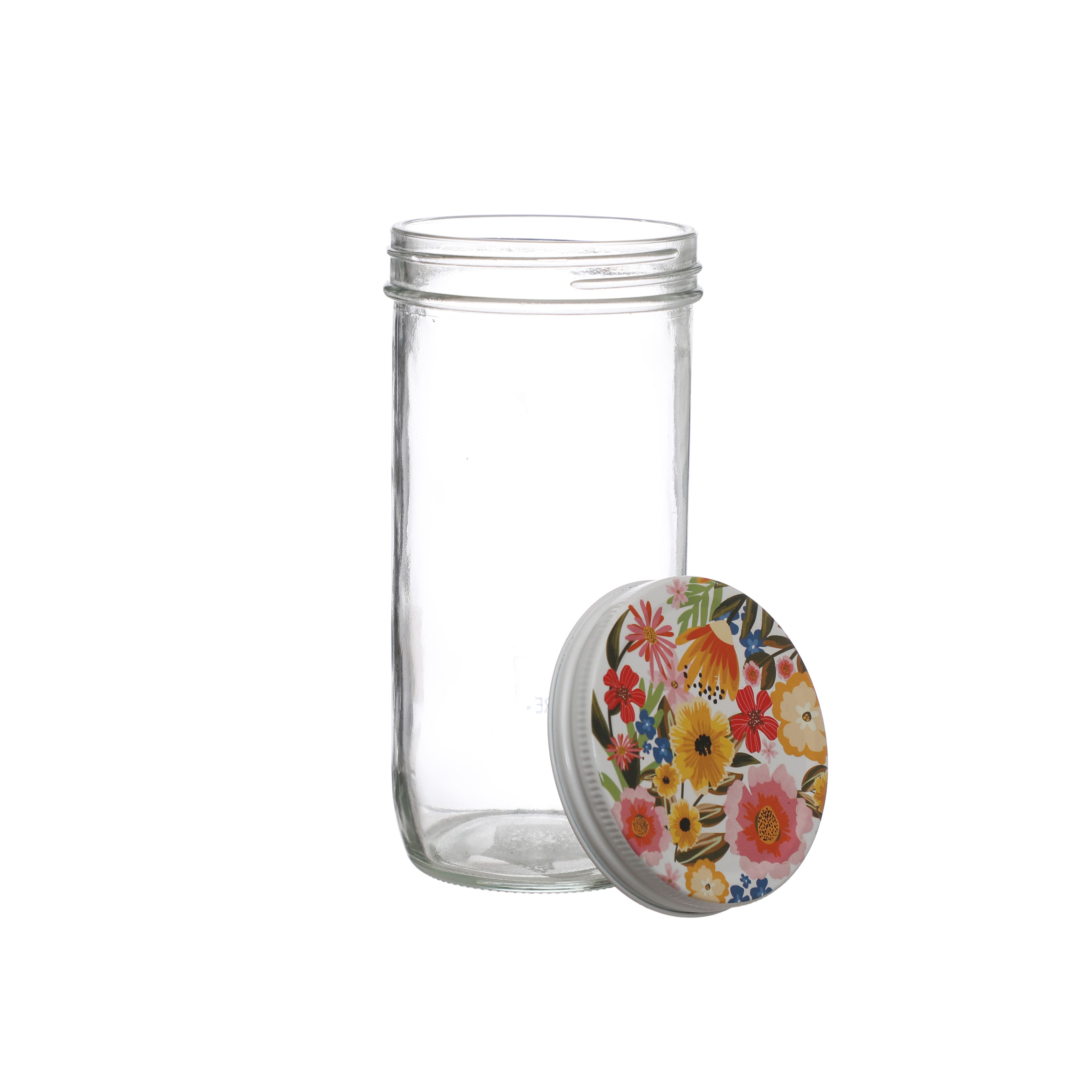 6.25&#x22; Glass Jar with Floral Lid by Ashland&#xAE;