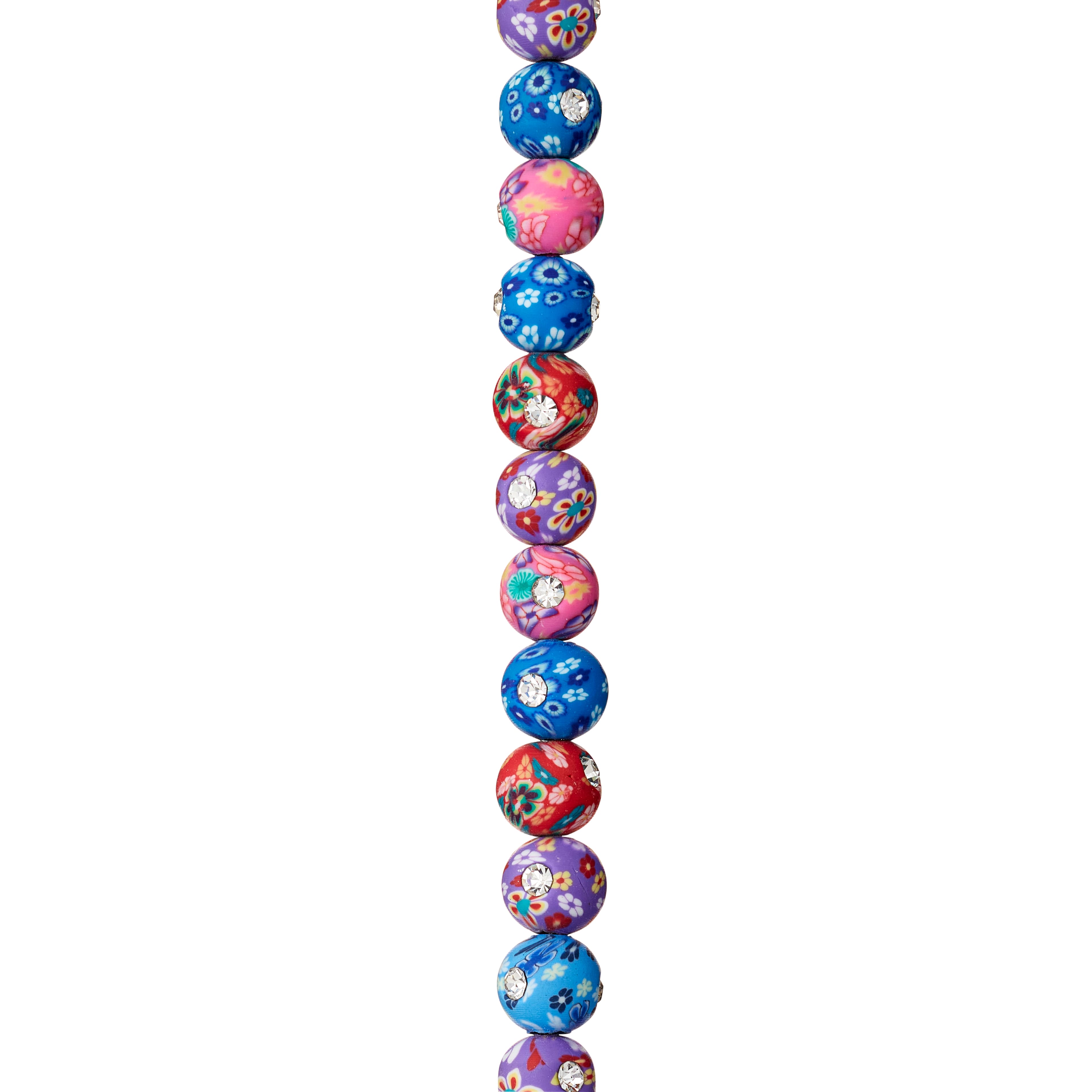 12 Pack: Multicolor Rhinestone Clay Round Beads, 8mm by Bead Landing&#x2122;