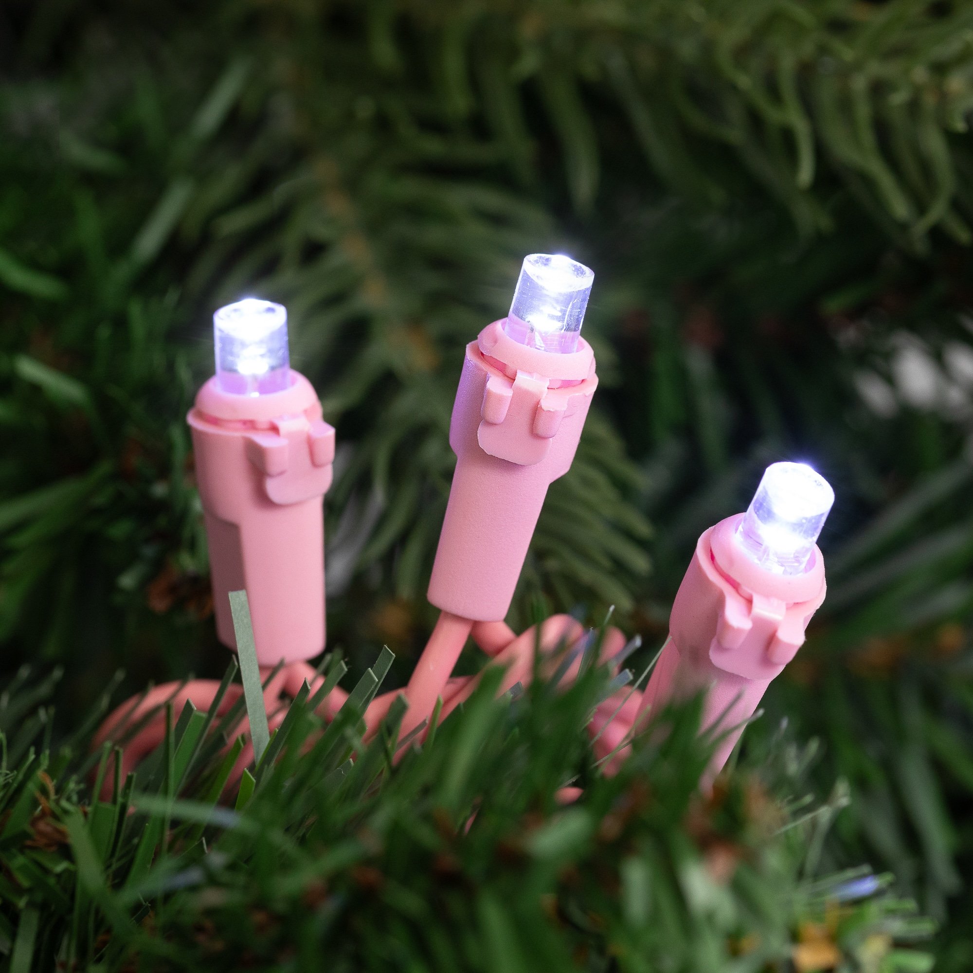 100ct Pure White LED Wide Angle Valentine's Day Lights 33ft Pink Wire