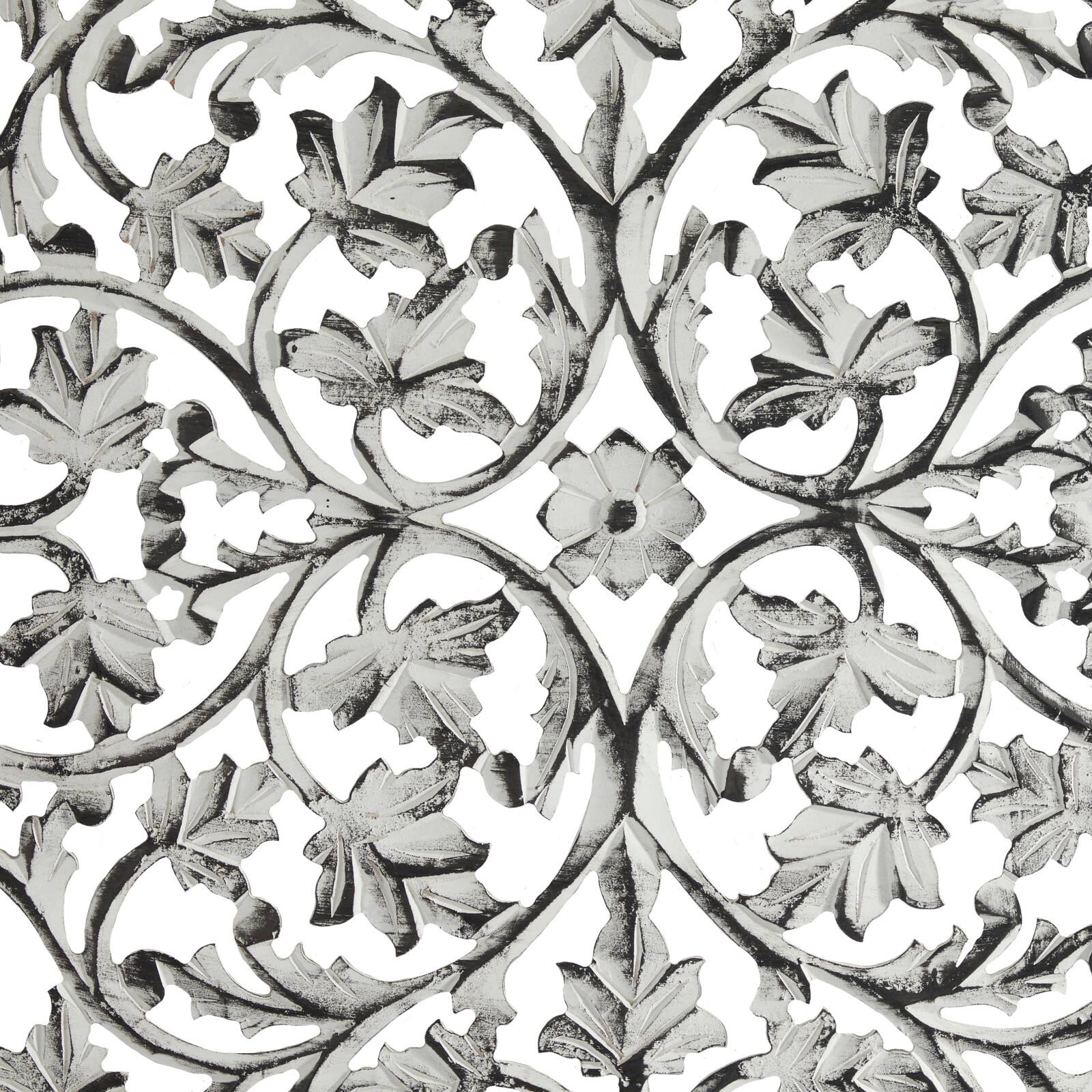 36&#x22; White Floral Mango Wood Wall D&#xE9;cor