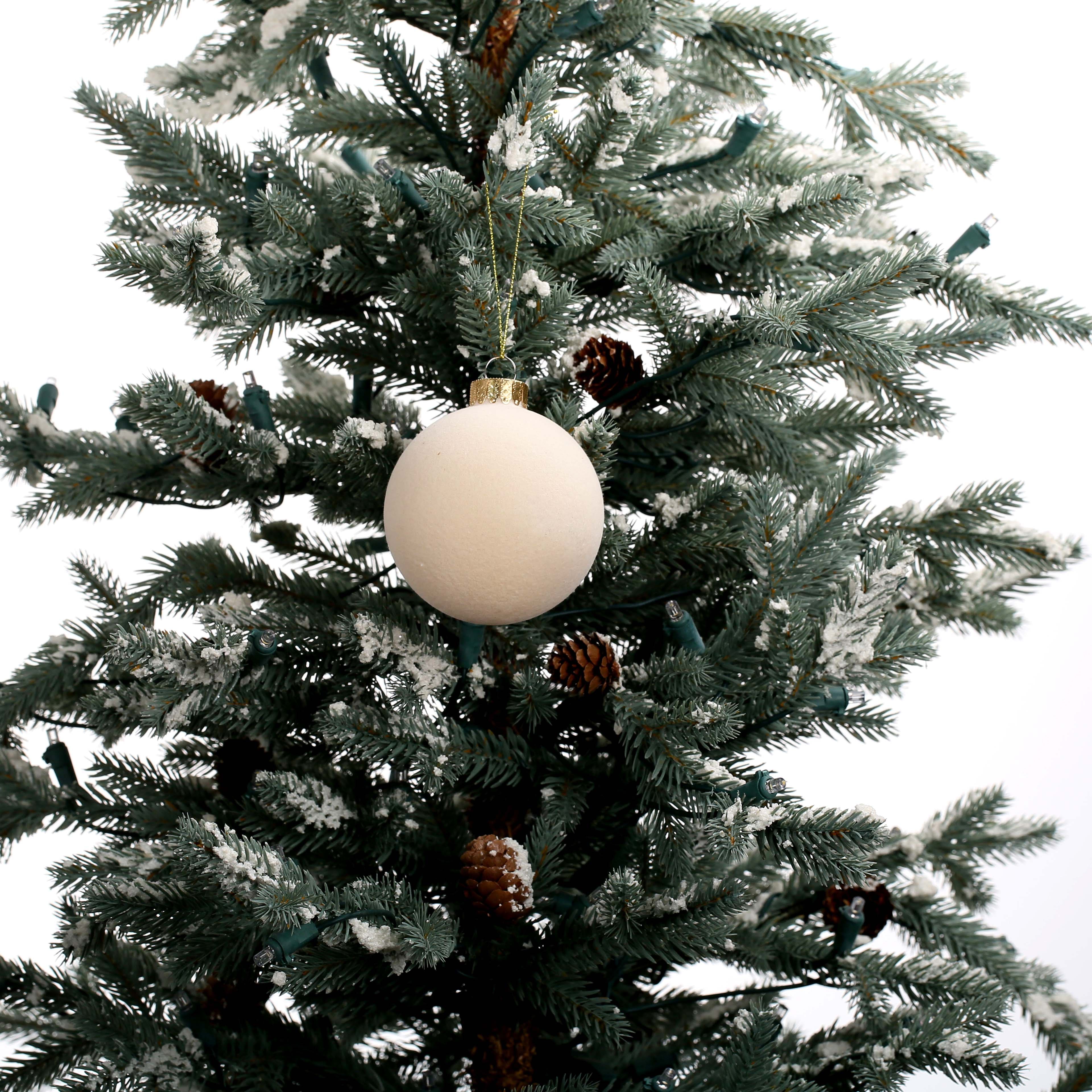 6 Pack 3&#x22; Flocked Glass Ball Ornaments by Ashland&#xAE;