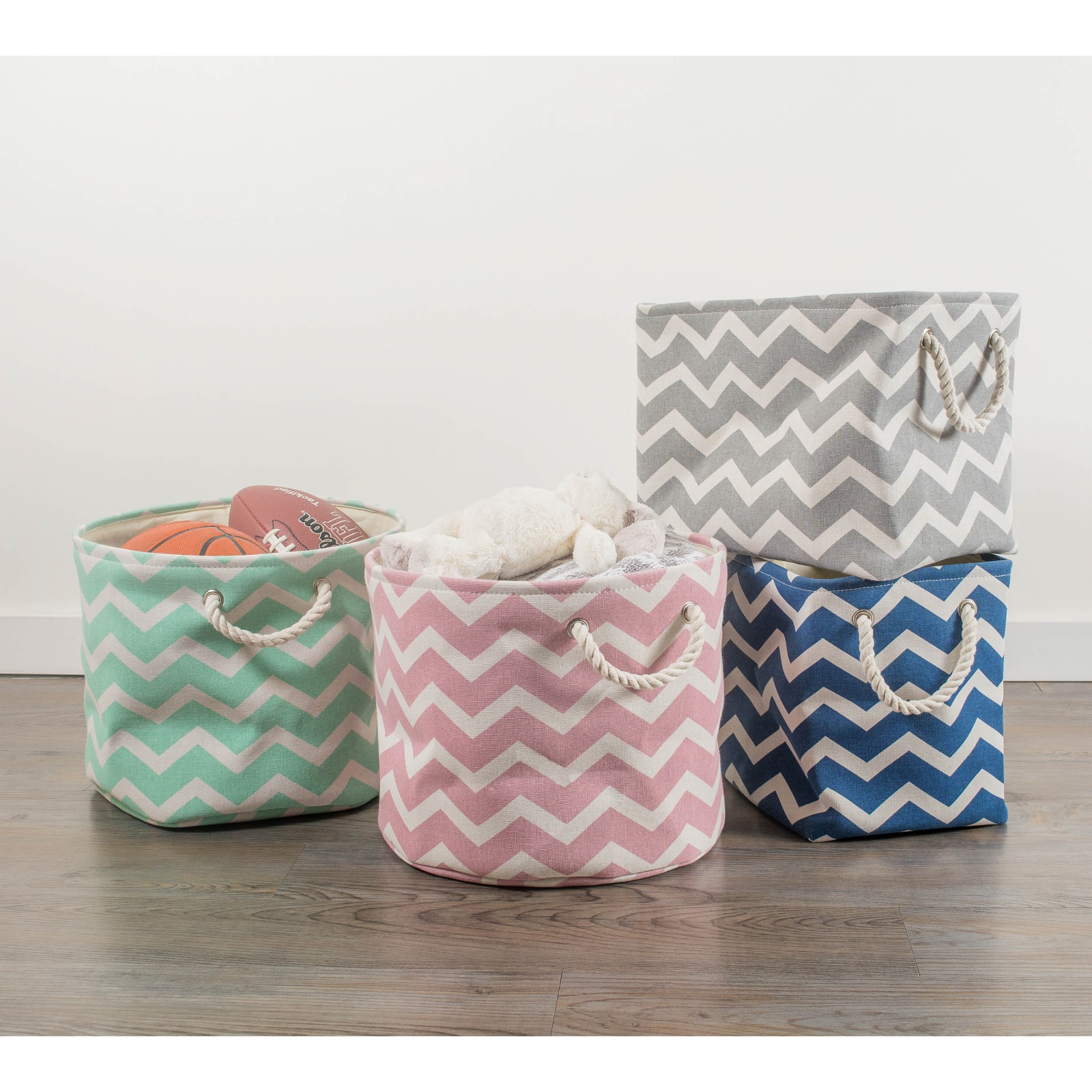 Large Polyester Chevron Rectangle Bin