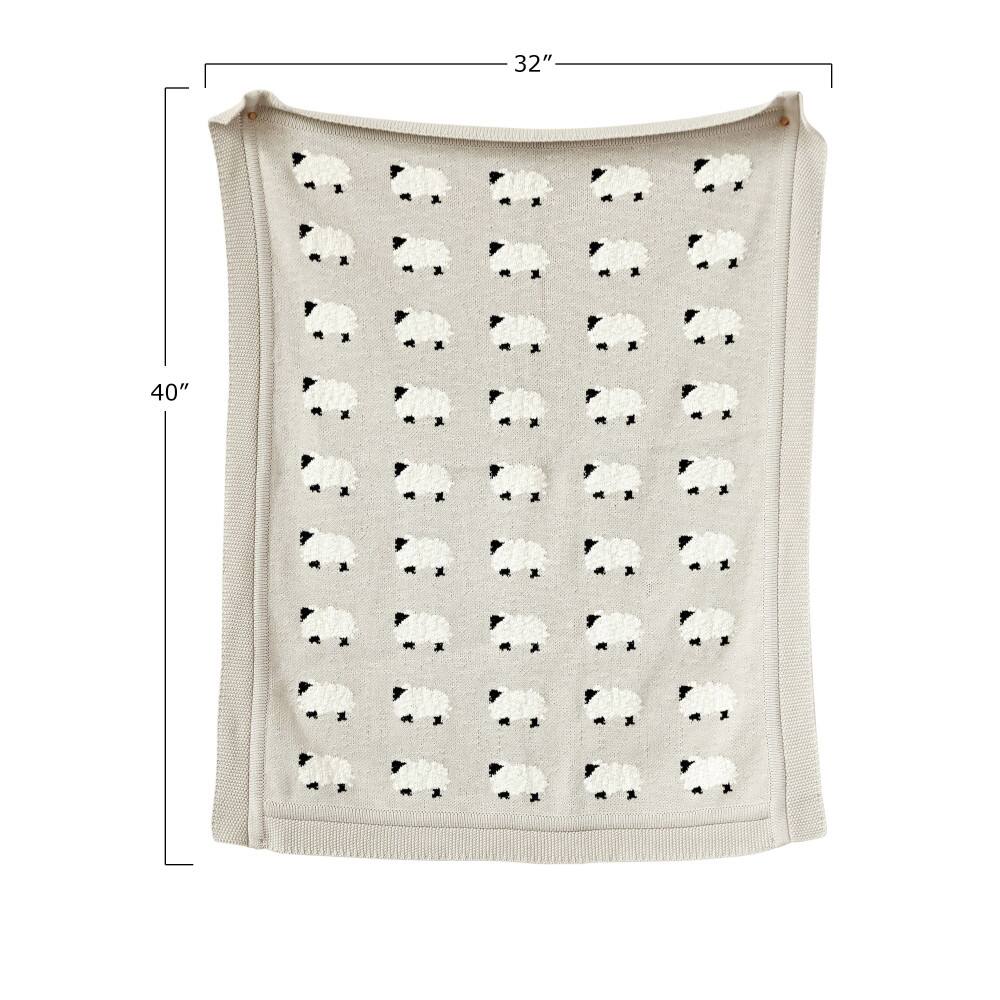 Hello Honey® Gray Cotton Knit Sheep Blanket