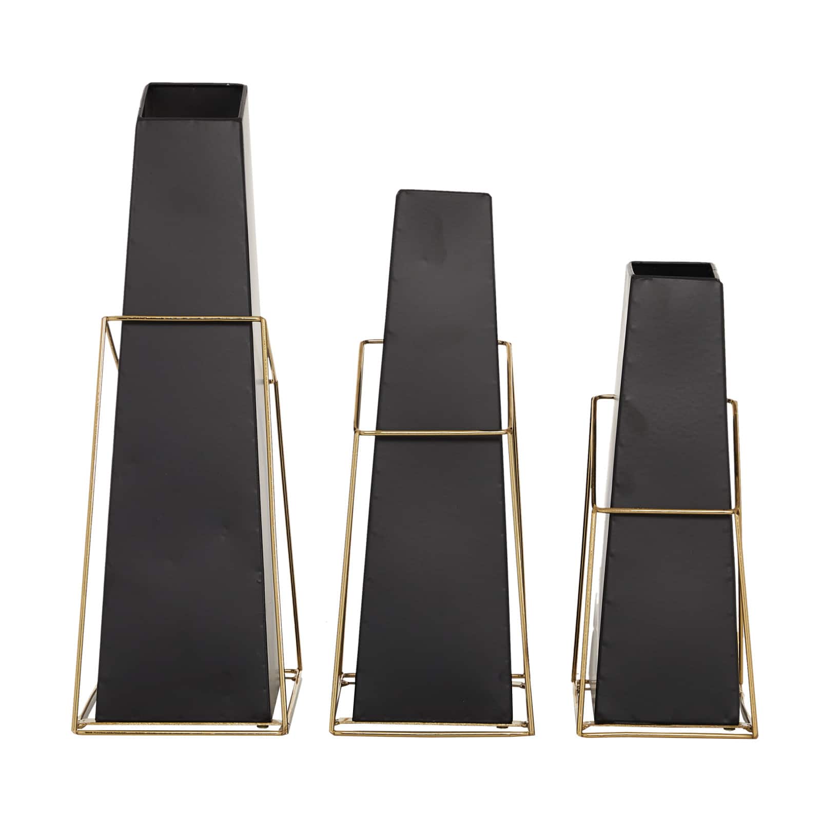 Black Metal Contemporary Vase Set