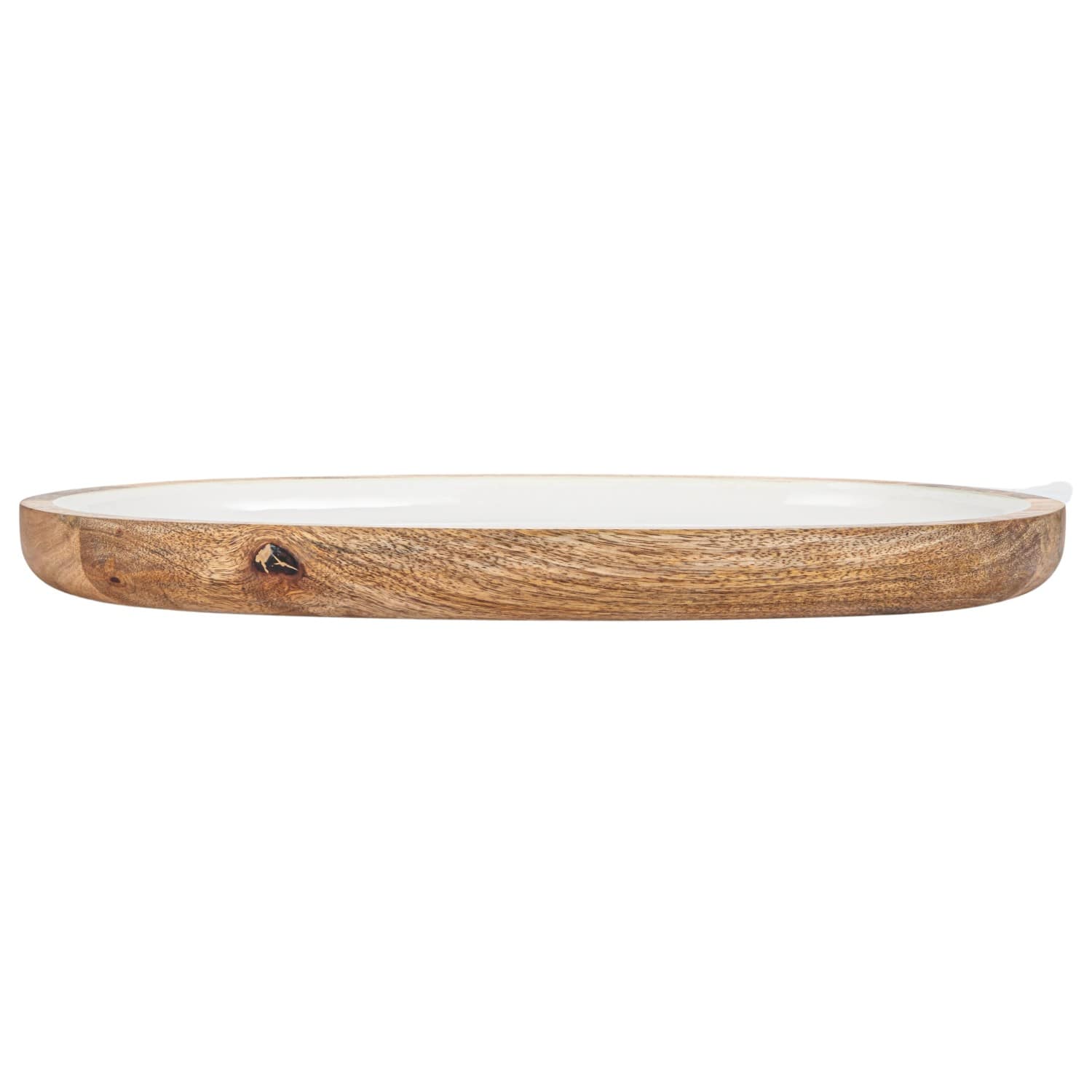Hello Honey® 18" White Oval Enameled Mango Wood Tray