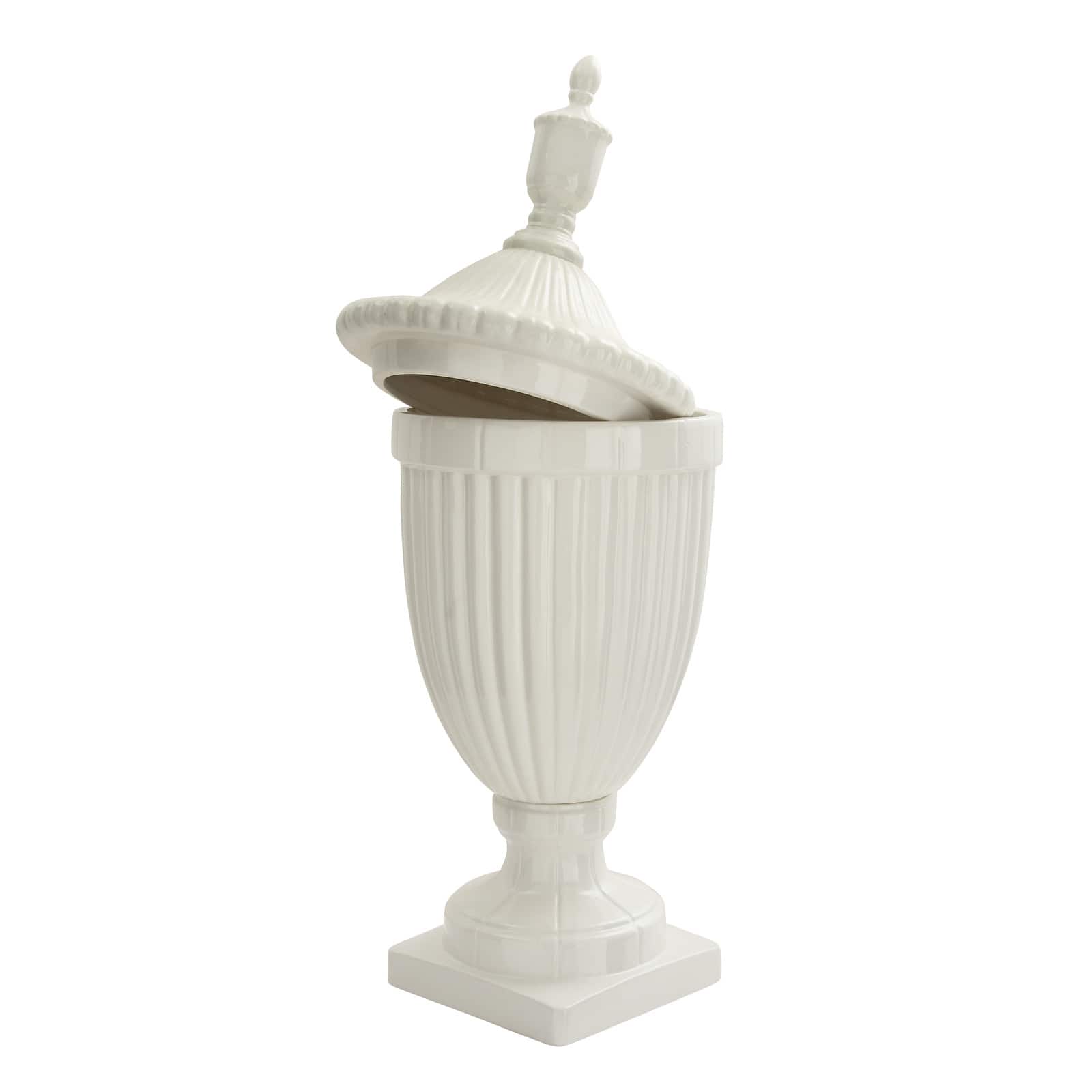 32" White Dolomite Country Decorative Urn