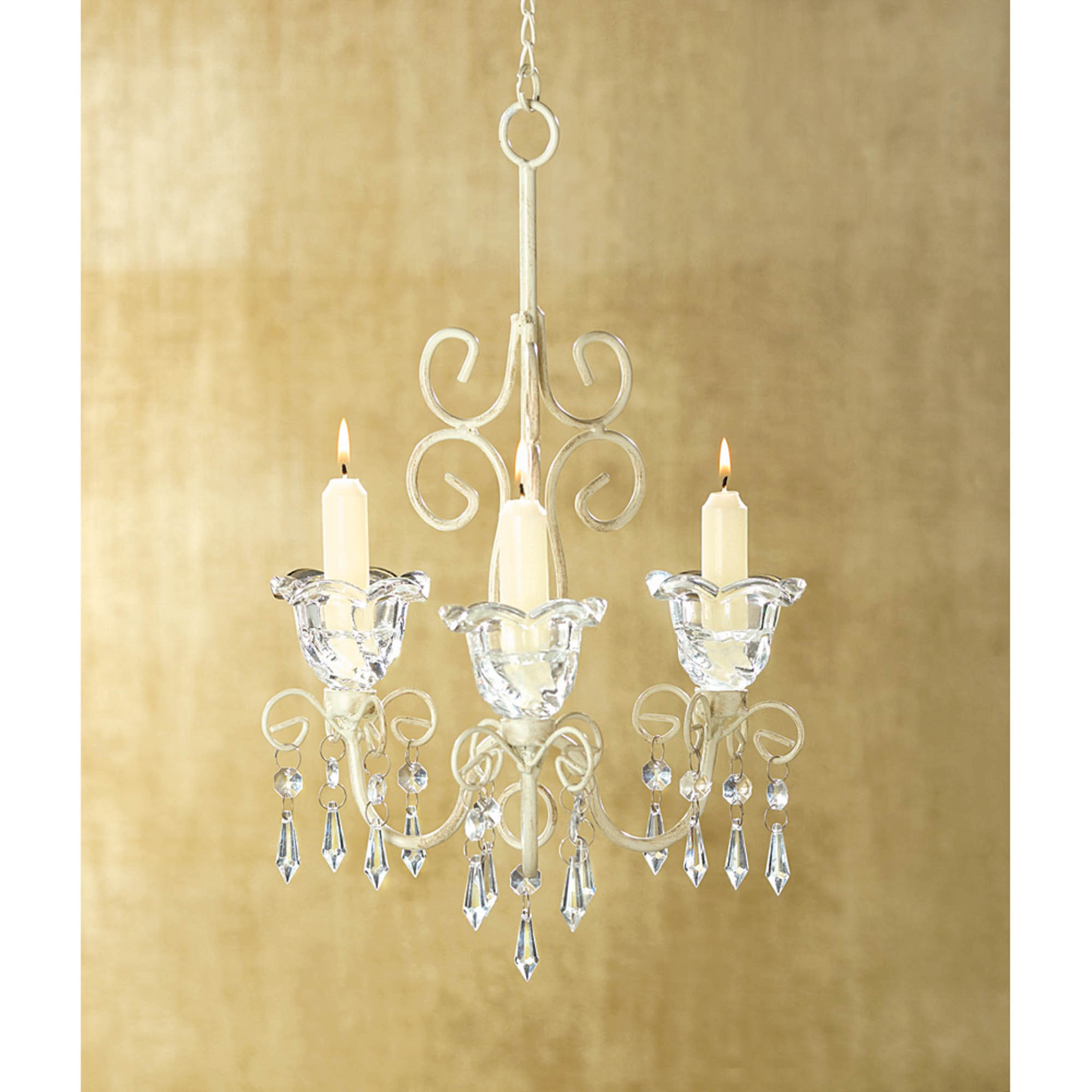 24.75&#x22; Shabby Elegance Scrollwork Candle Chandelier