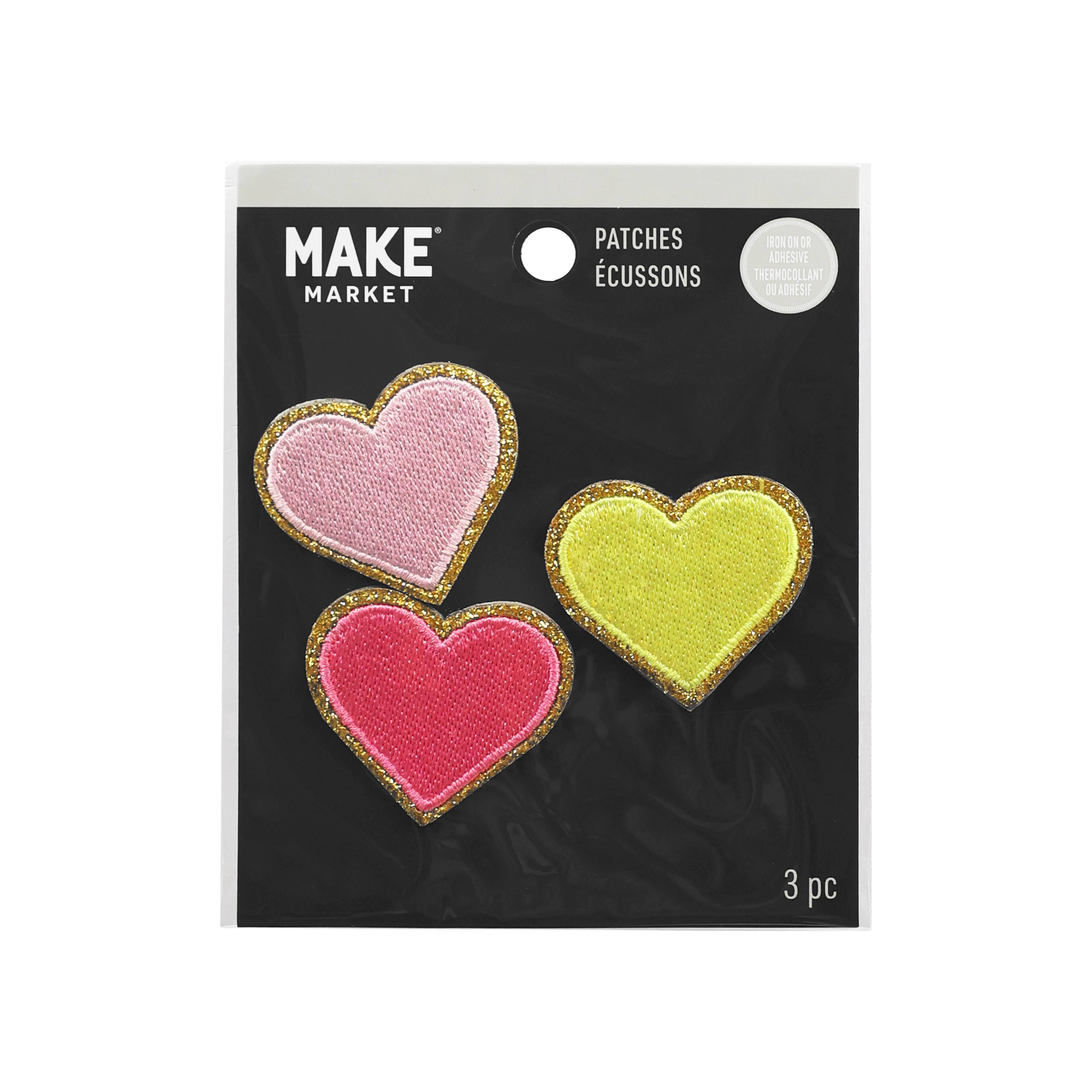 Glitter Heart Iron On Patches, 3ct. by Make Market&#xAE;