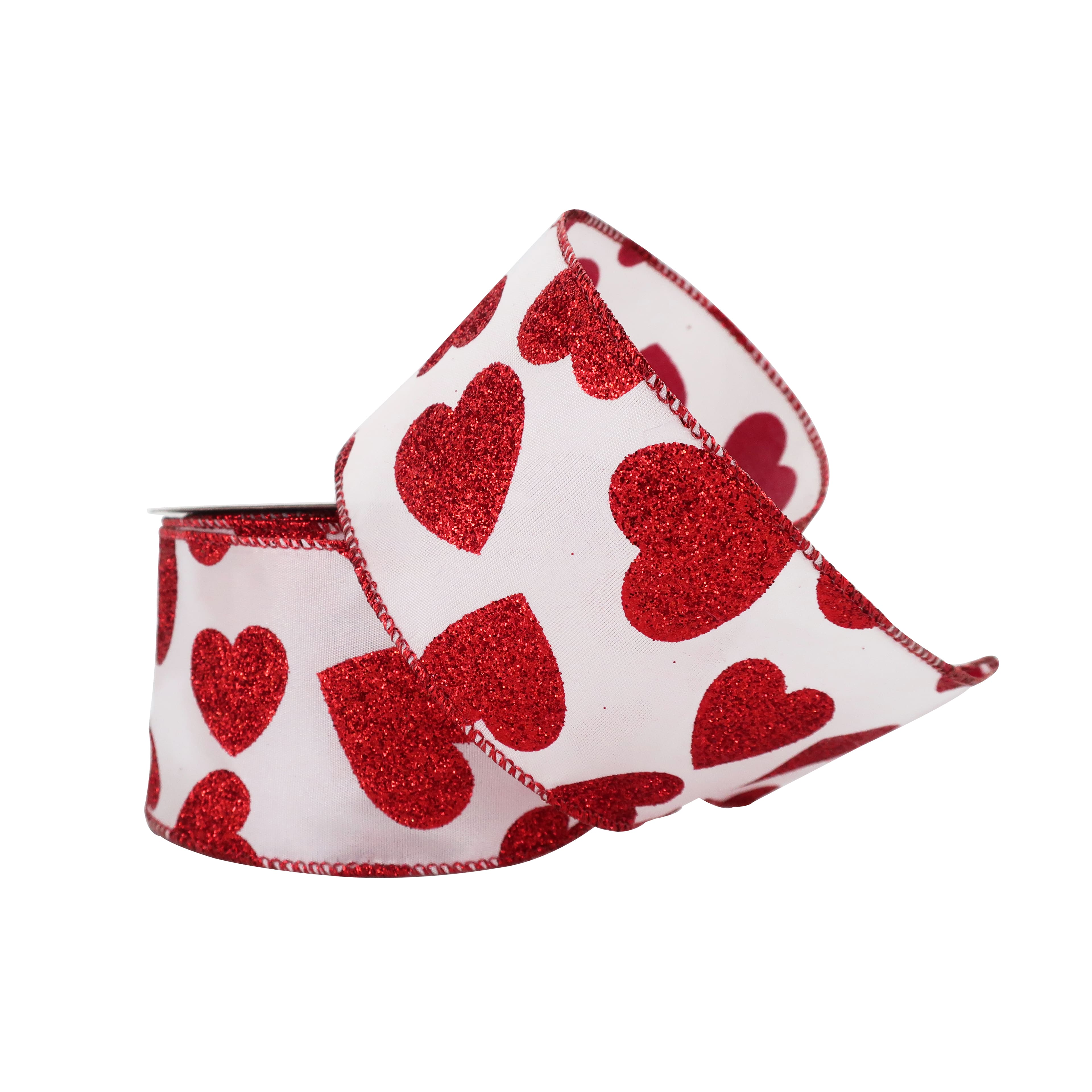 Wired Swirling Valentine Hearts on Satin Ribbon (#40-2.5