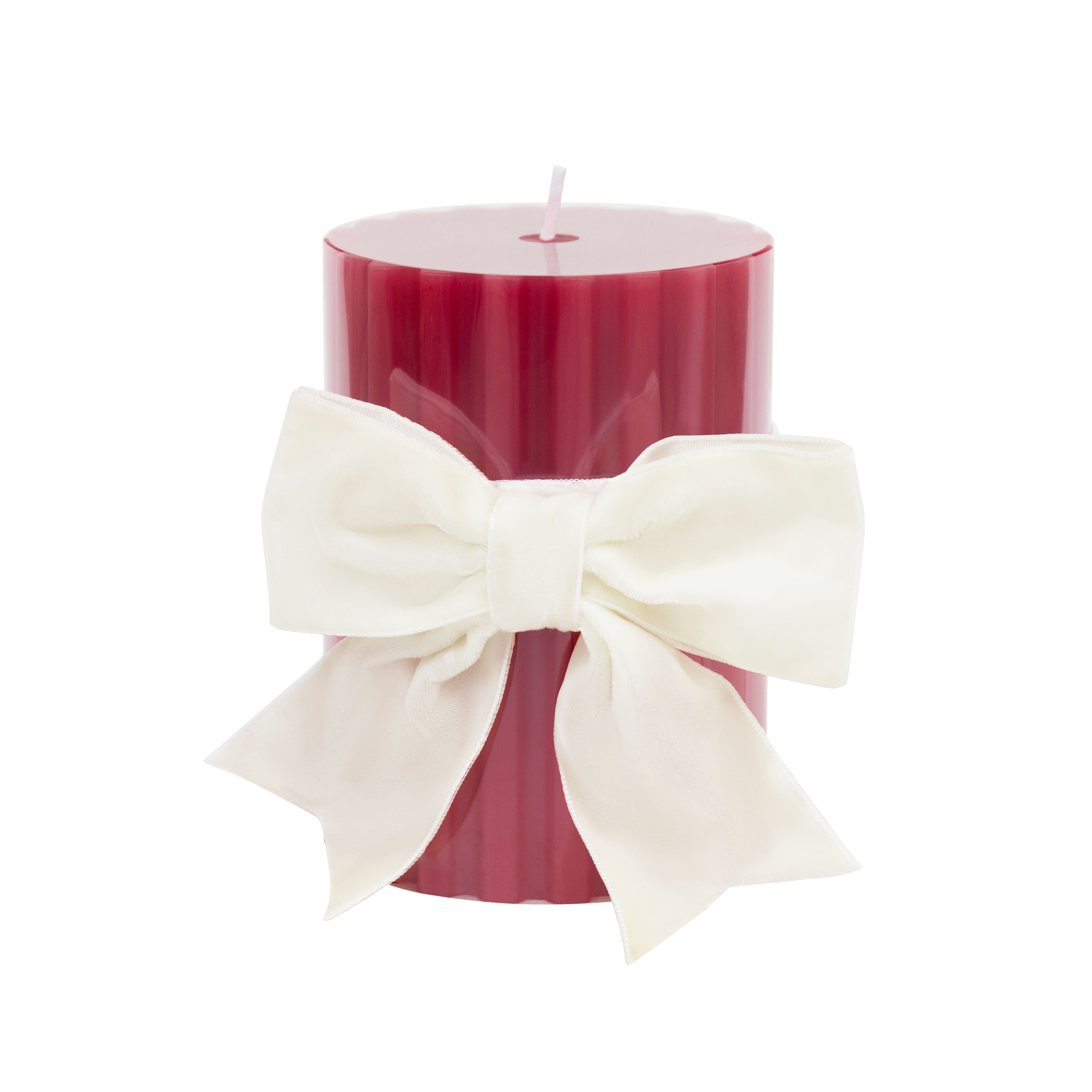 Red with White Bow Sparkling Cider Scented Pillar Candle by Ashland®