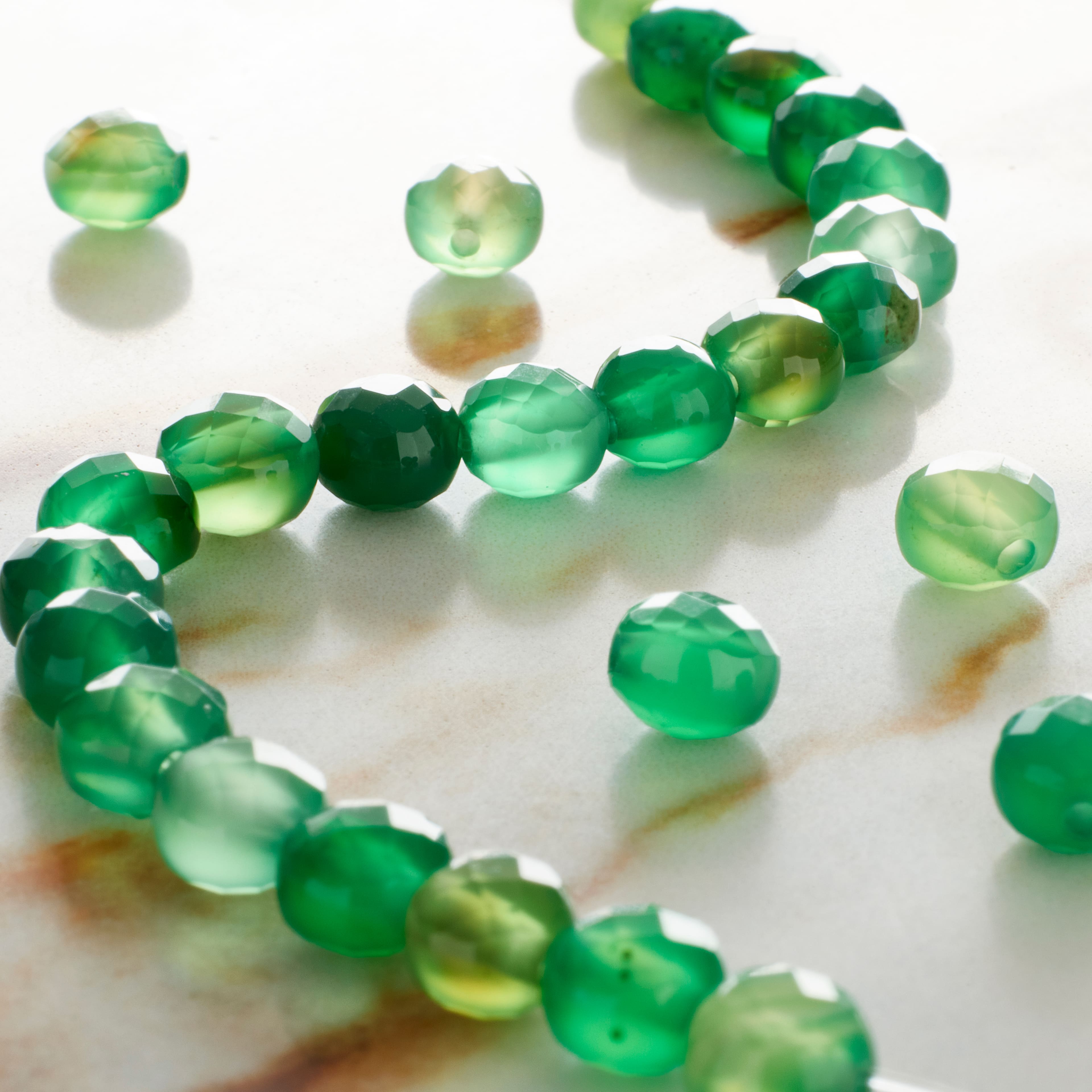 Green Faceted Agate Coin Beads, 6mm by Bead Landing™
