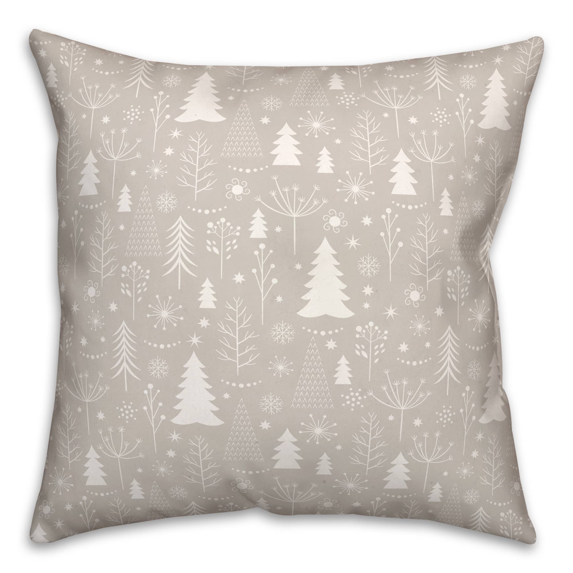 Winter Tree Soft Gray 18x18 Throw Pillow
