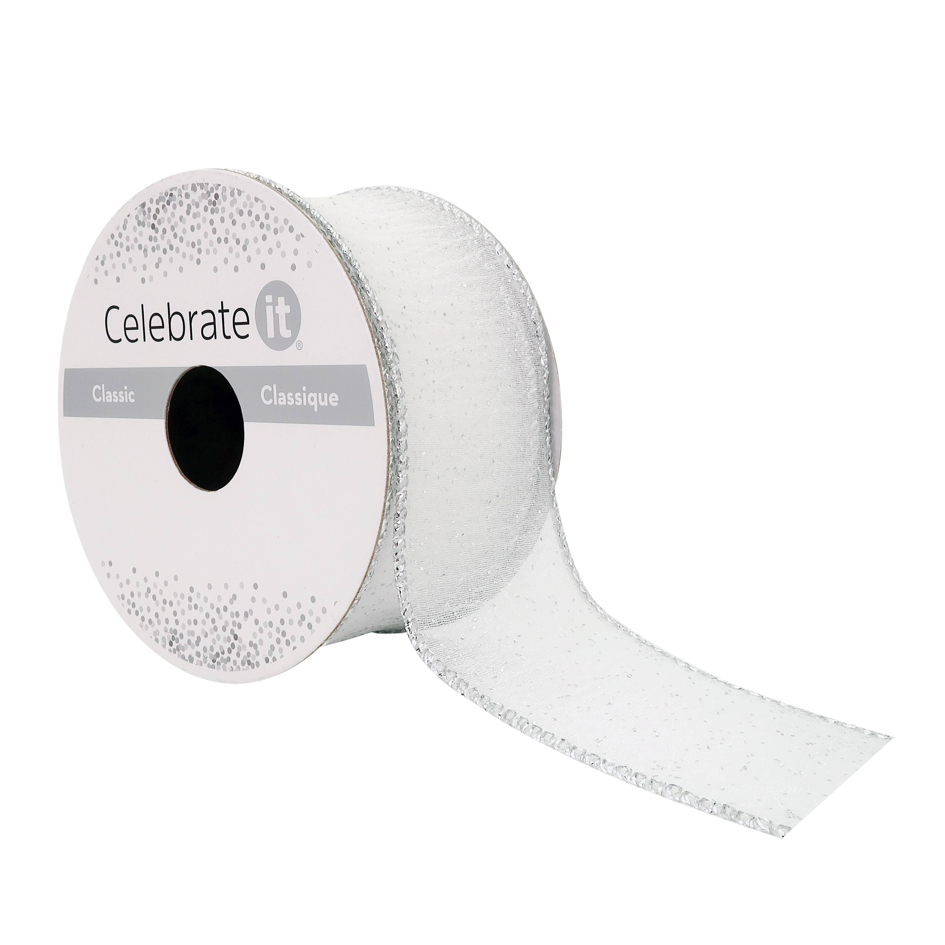 1.5&#x22; x 3yd. Sheer Wired Sparkle Ribbon by Celebrate It&#xAE;