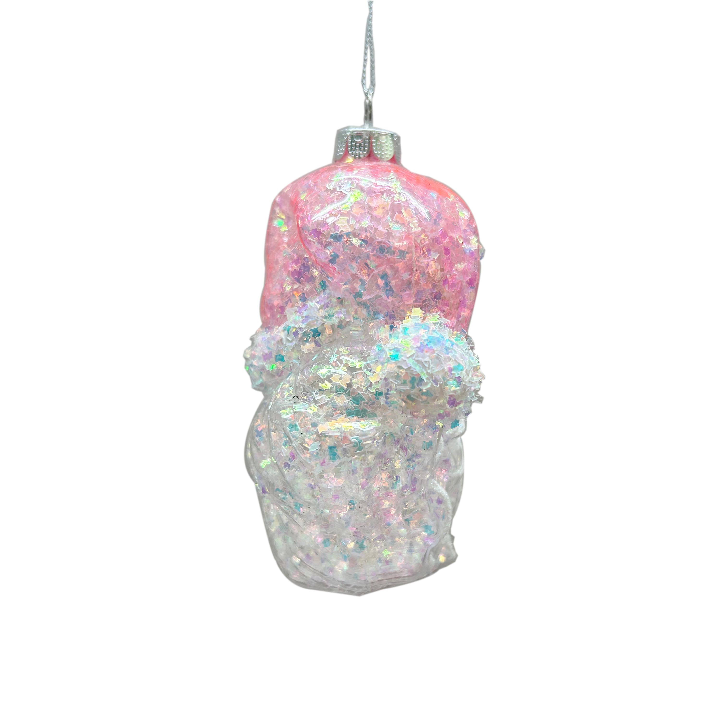 4.25&#x22; Pink &#x26; White Santa Glass Ornament by Ashland&#xAE;