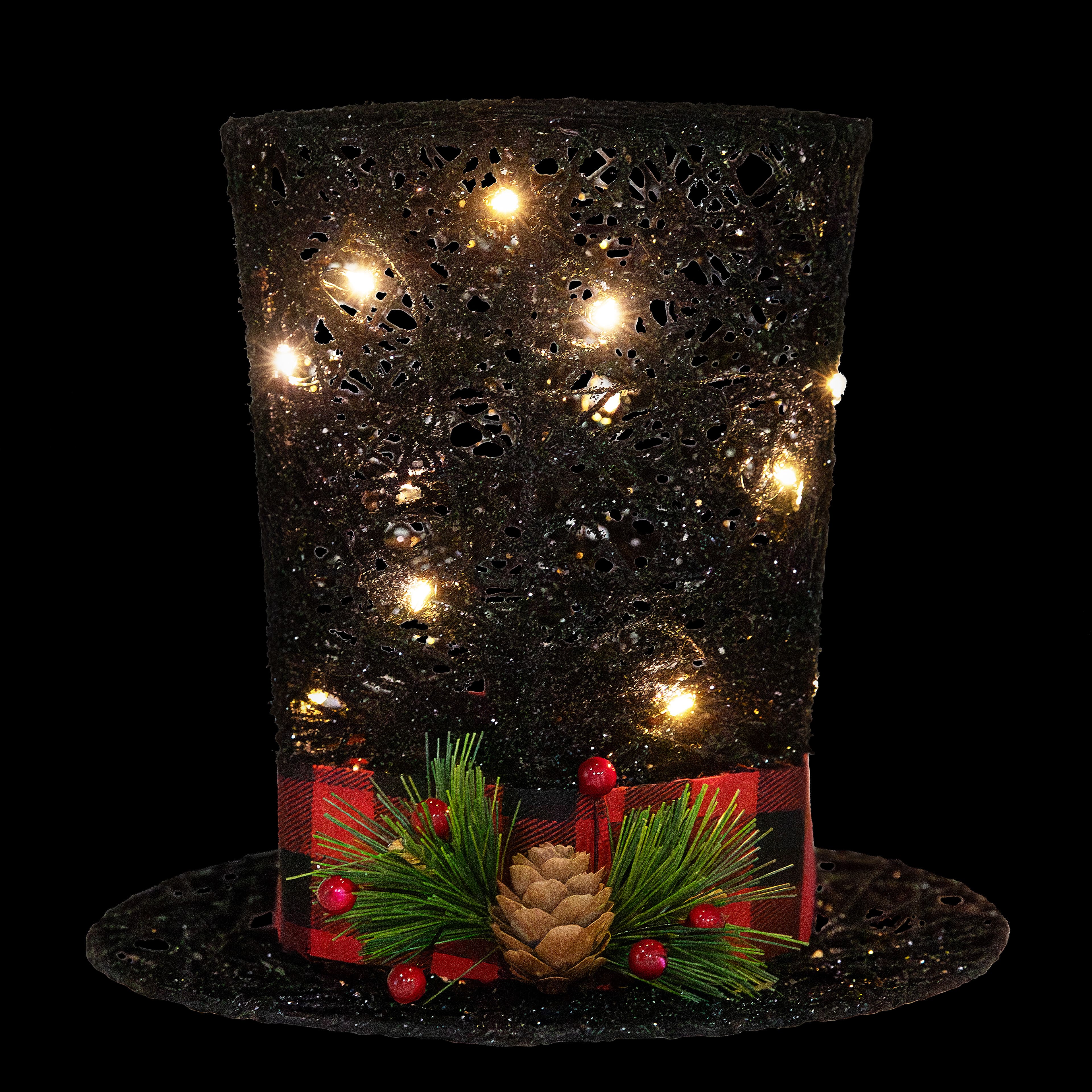 7&#x22; Black Glitter Top Hat LED Tree Topper by Ashland&#xAE;