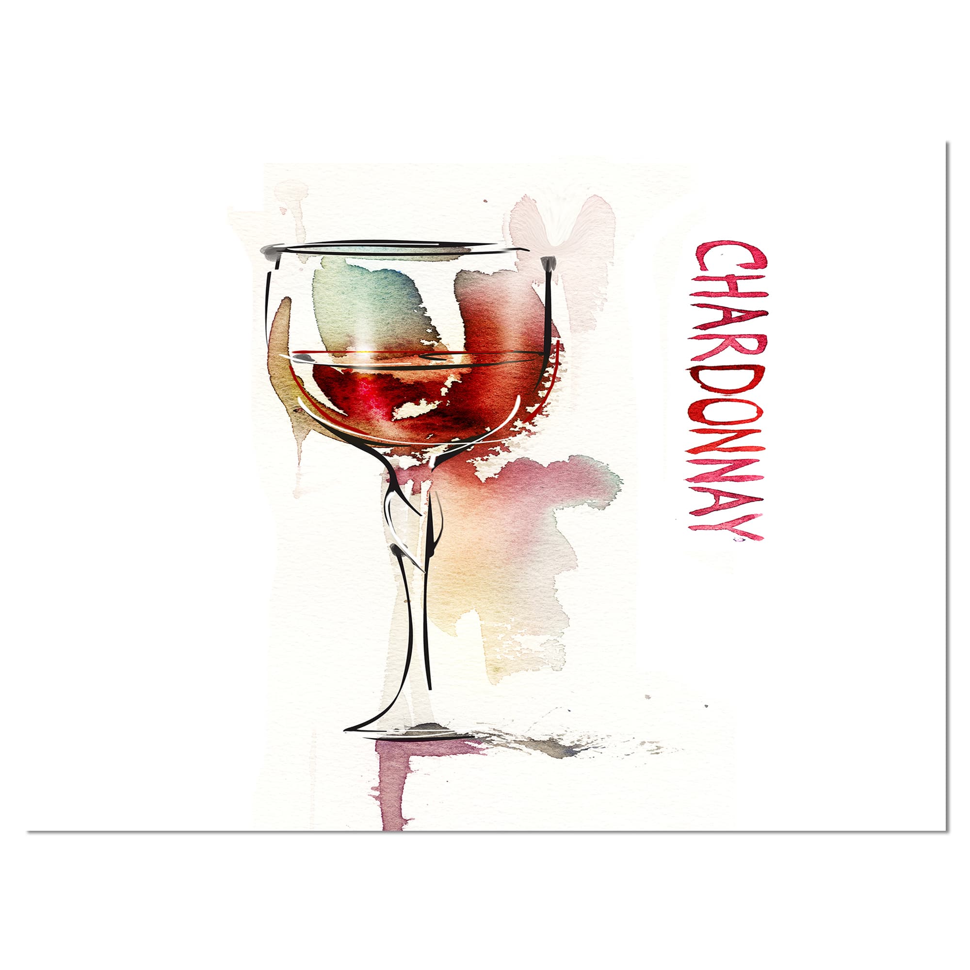 Designart - Red Wine on White Background - Contemporary Canvas Art Print