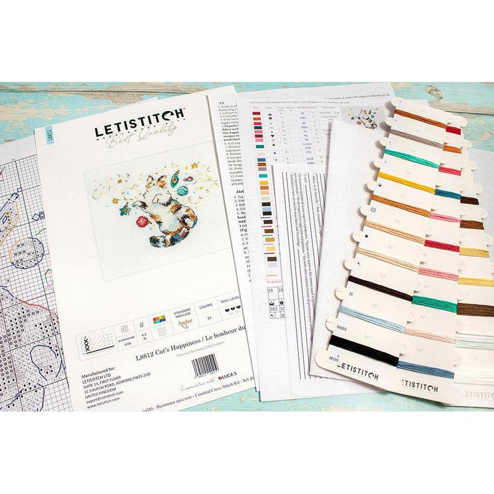 LetiStitch Cat&#x27;s Happiness Counted Cross Stitch Kit