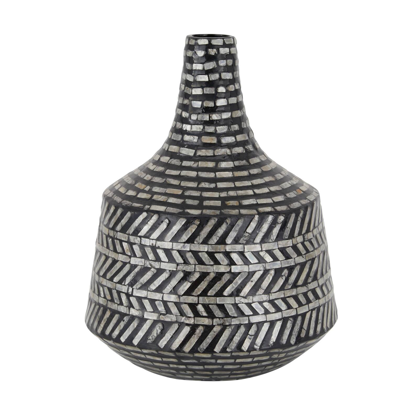 16&#x22; Black Shell Contemporary Vase