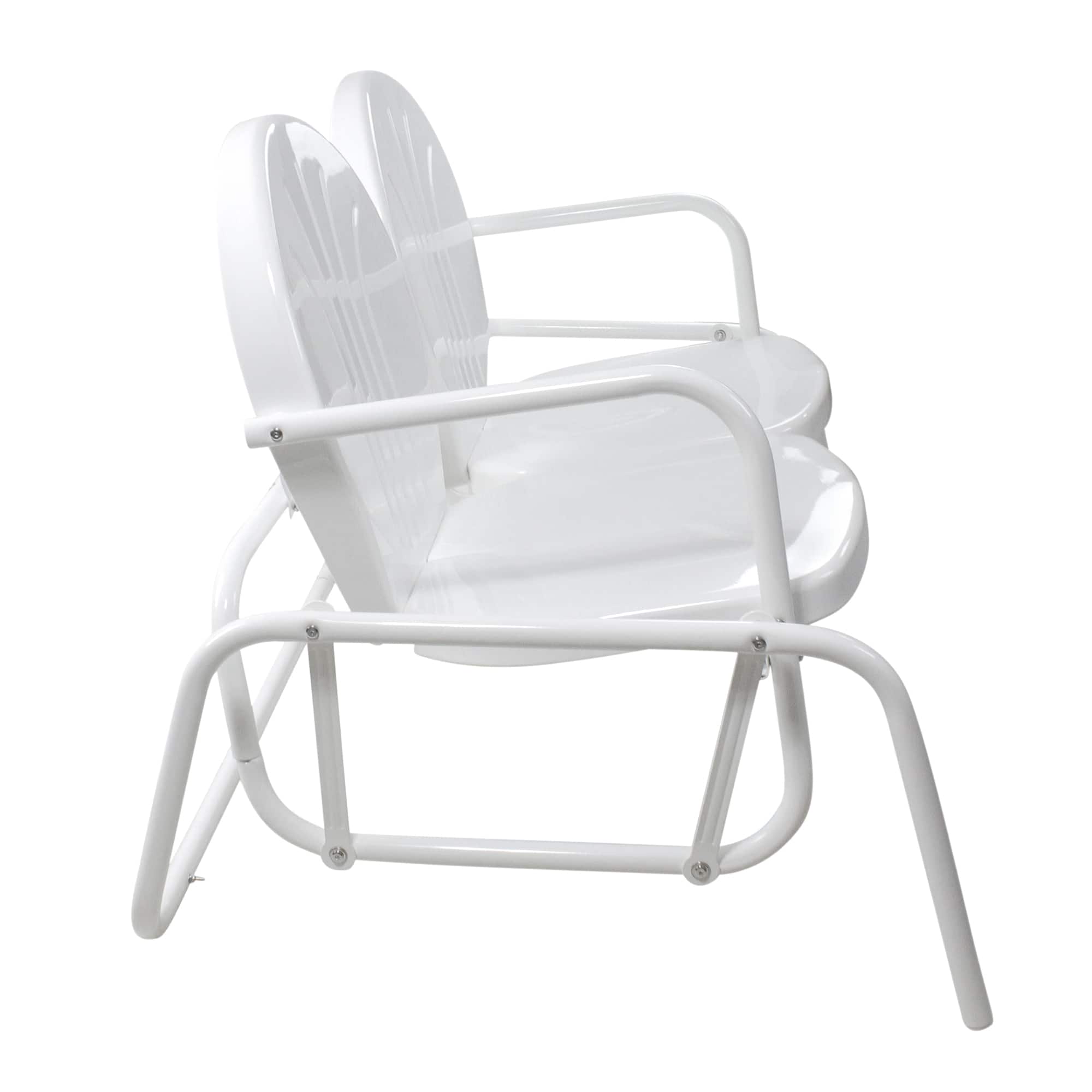 2-Person Outdoor Retro Metal Tulip Double Glider Patio Chair