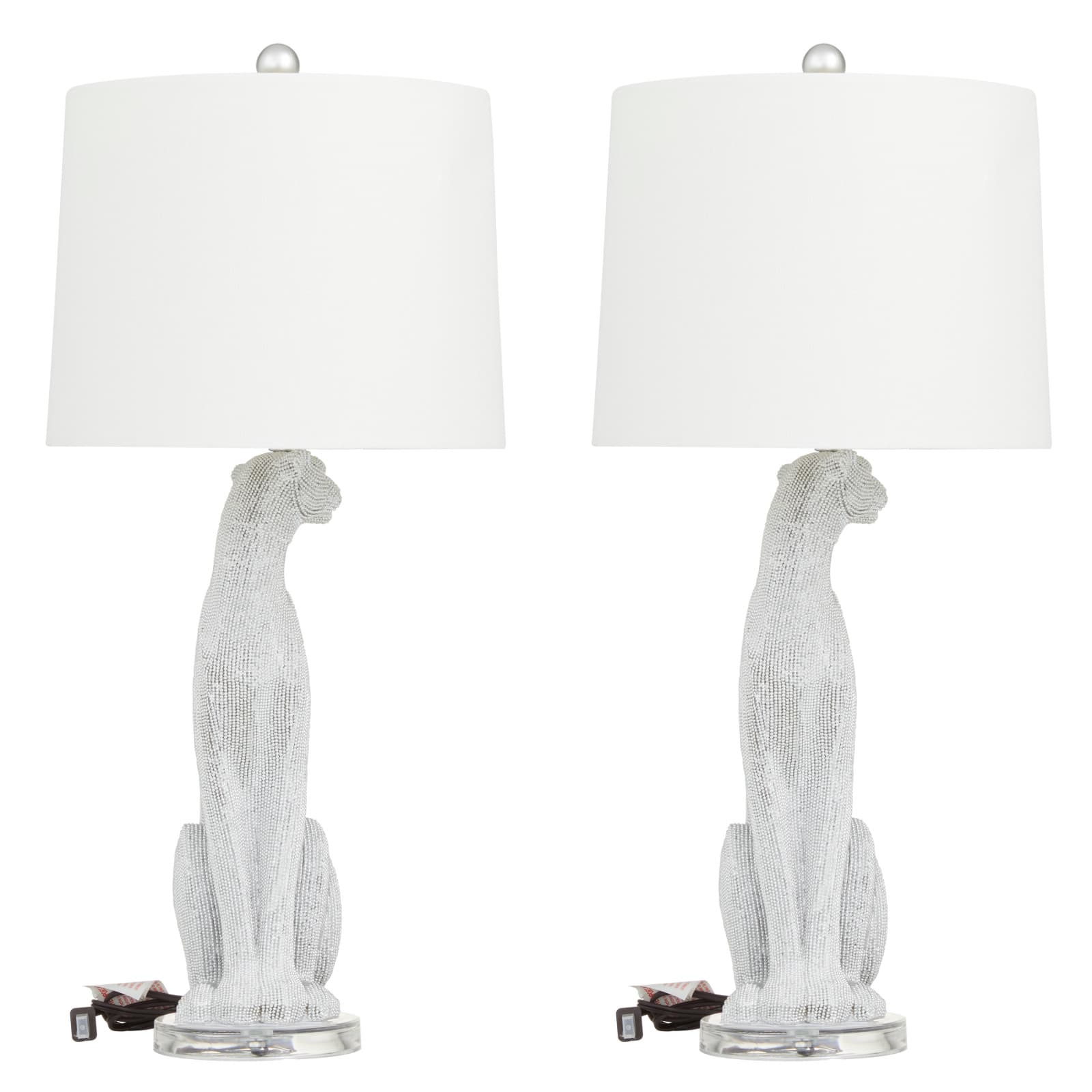 29&#x22; Polystone Glam Leopard Table Lamps, 2ct.