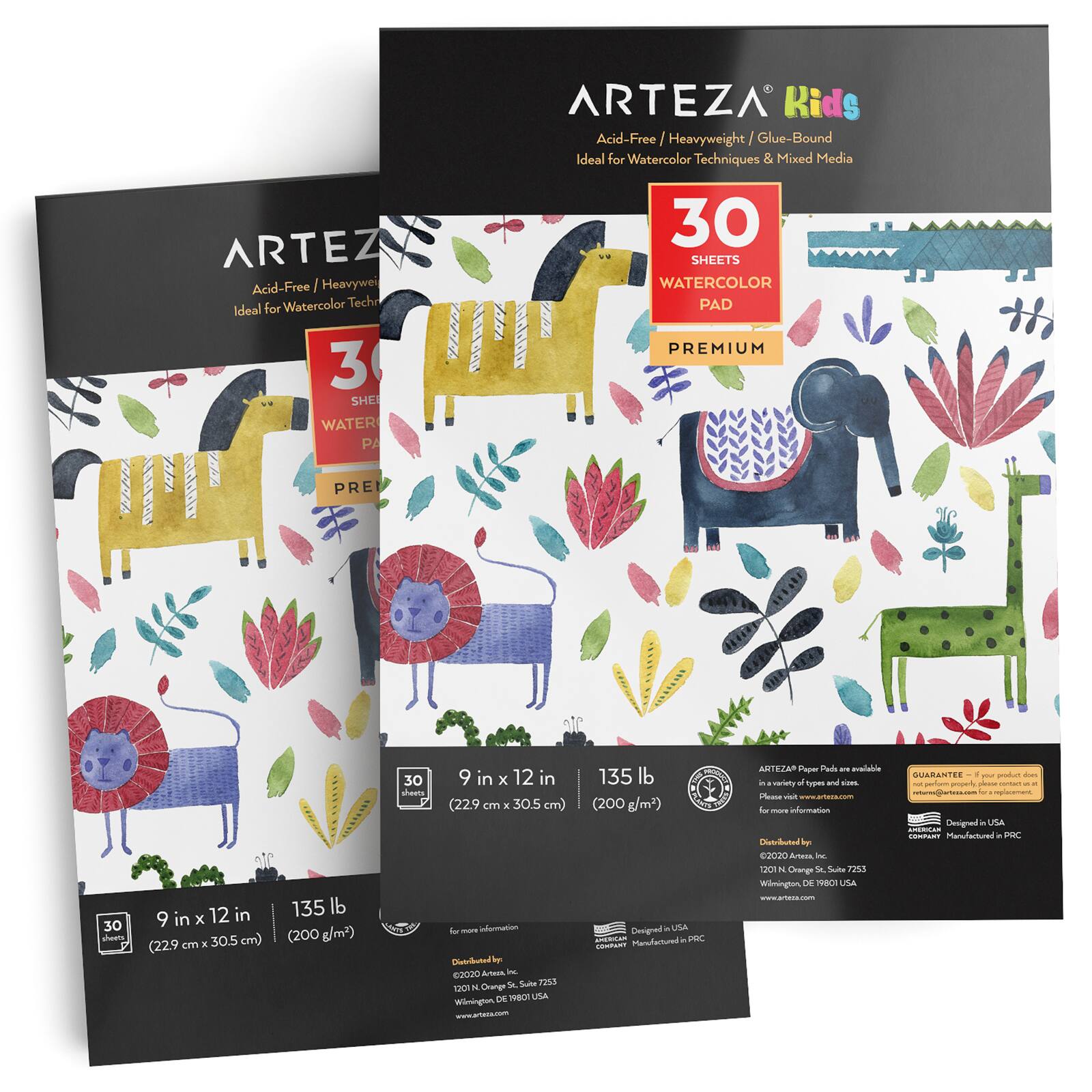 Arteza® Kids 2 Pack Premium Watercolor Paper Pad, 9" x 12"