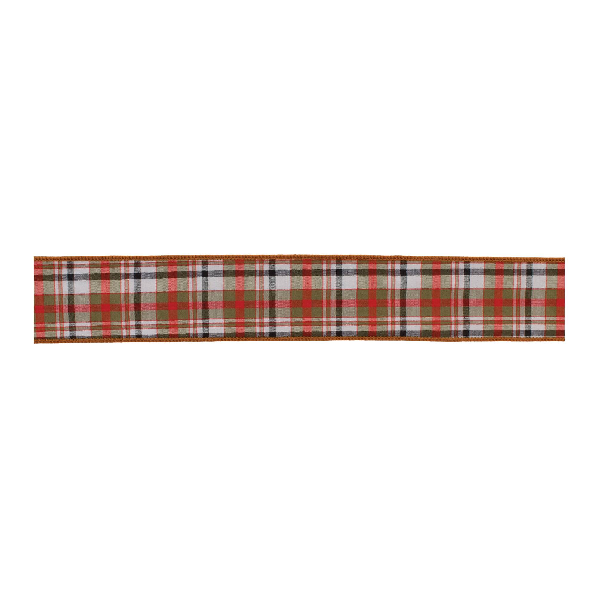 2.5" x 5yd. Burnt Orange Wired Plaid Ribbon, 2ct.