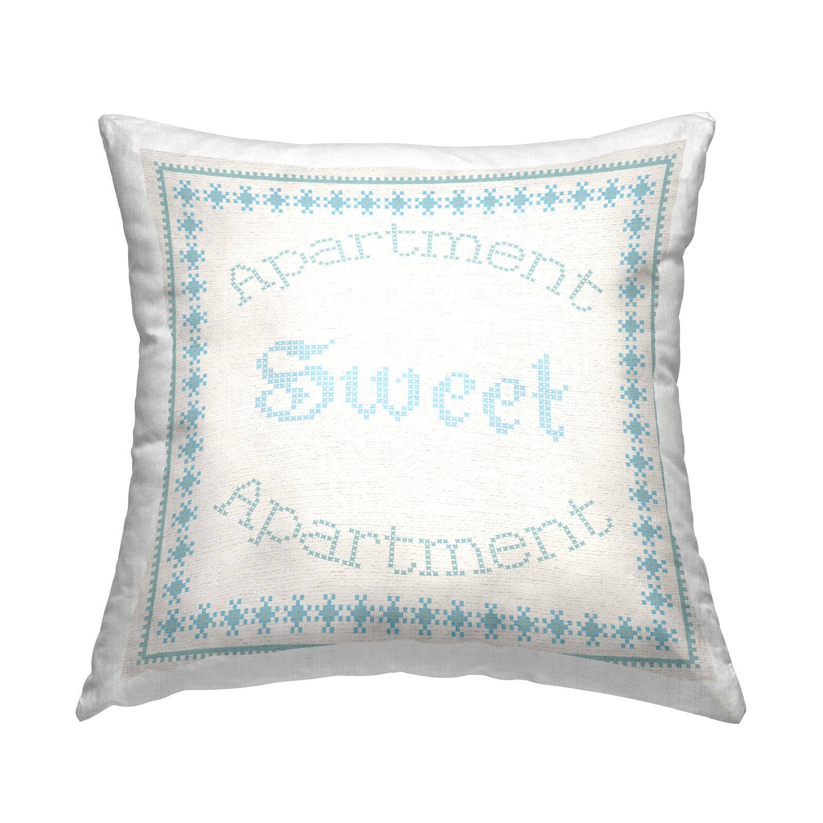 Stupell Industries Sweet Apartment Phrase Traditional Pattern Border Throw Pillow, 18" x 18"