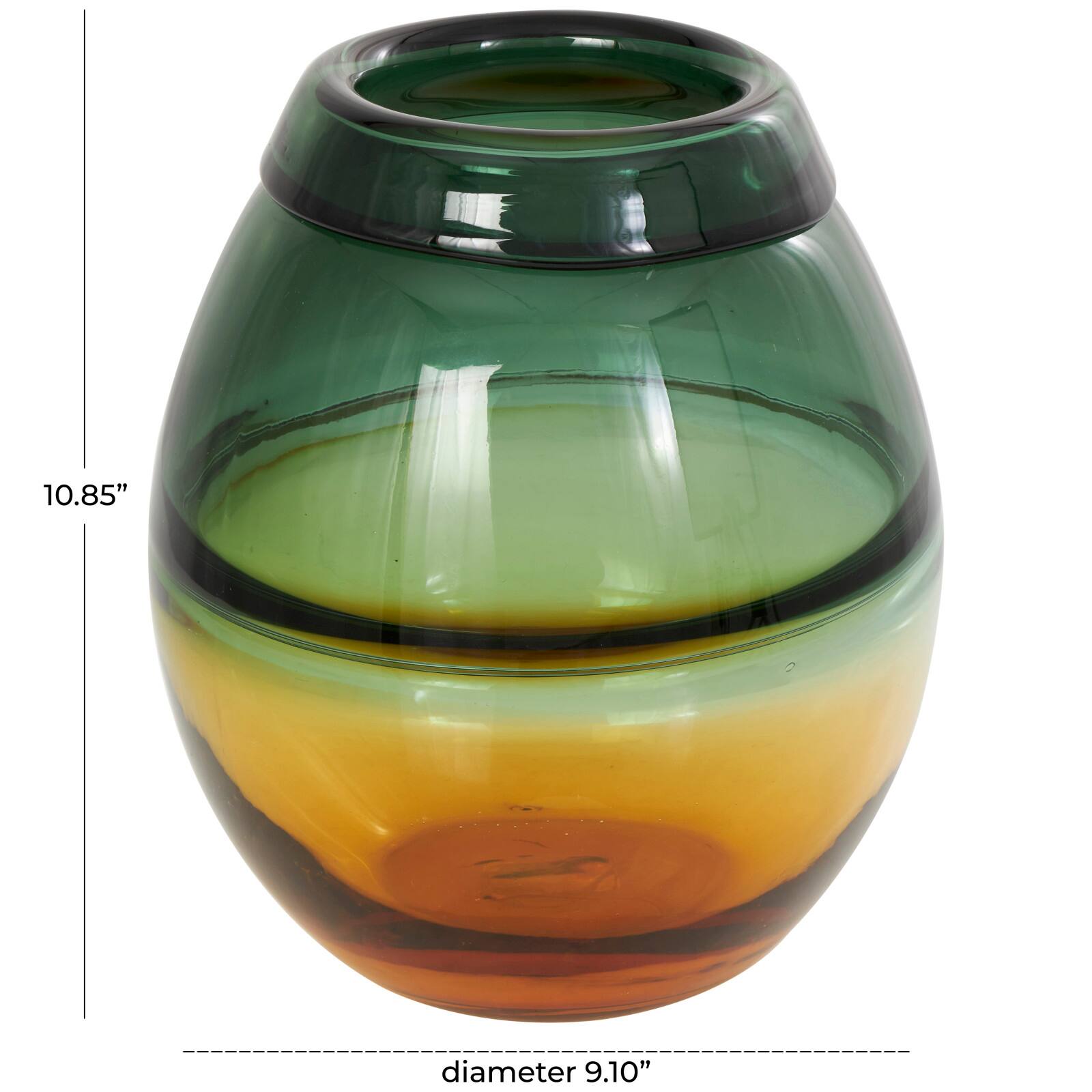 11" Green & Yellow Glass Ombre Vase