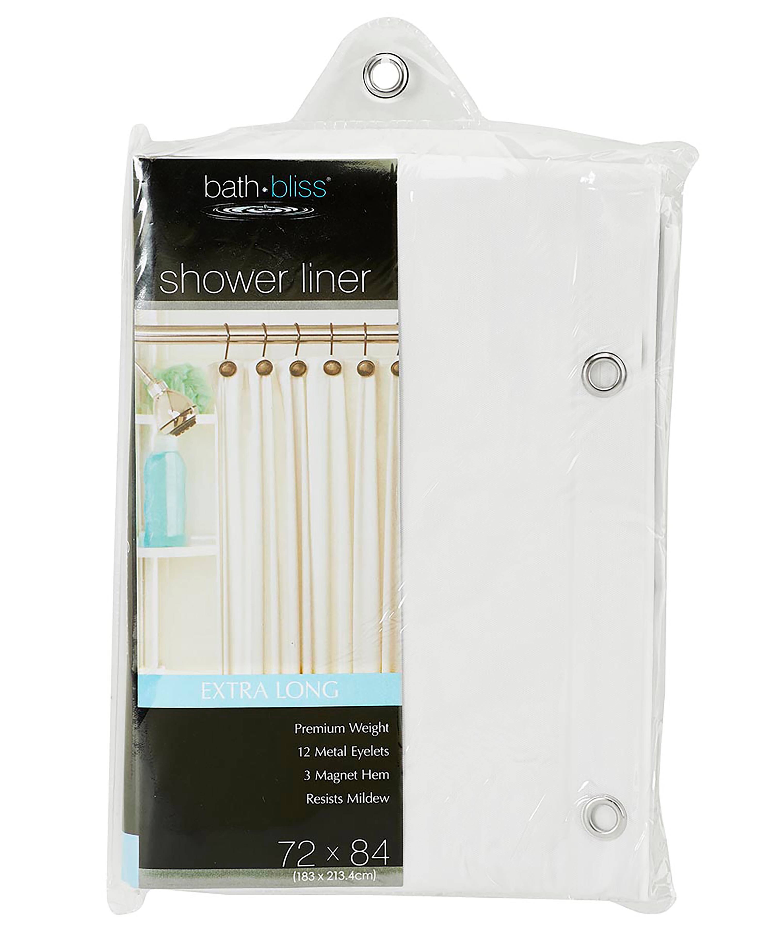 Bath Bliss Extra Long White Shower Liner