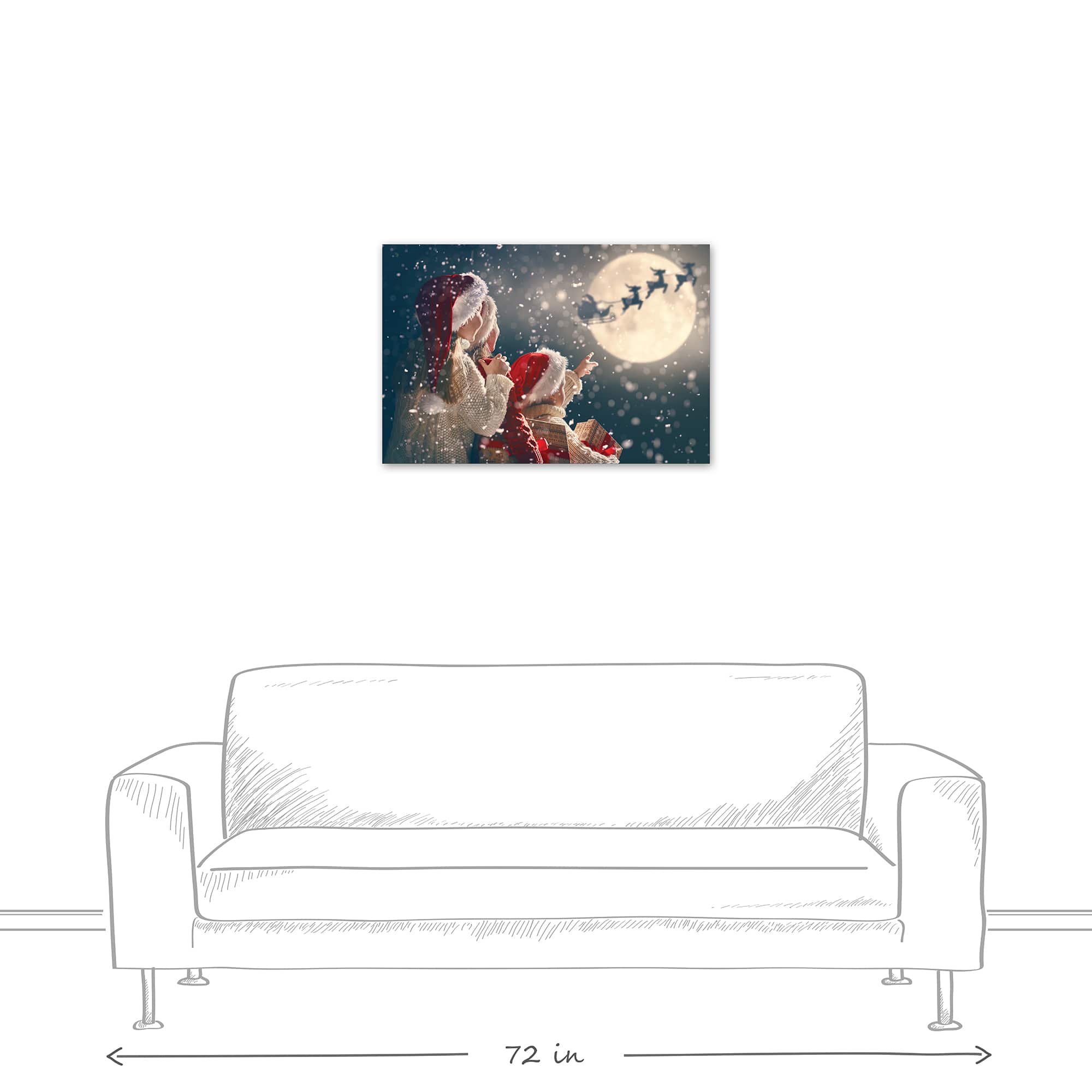 Magical Santa Sleigh Scene Canvas Wall Art