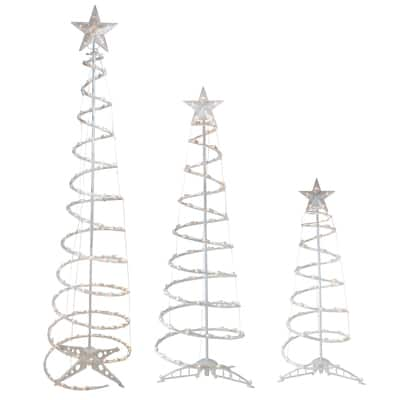 3ct. Lighted Spiral Christmas Tree Set, Clear Lights | Michaels