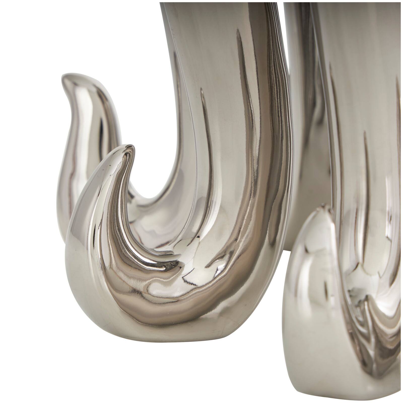 12" Silver Ceramic Octopus Sculpture