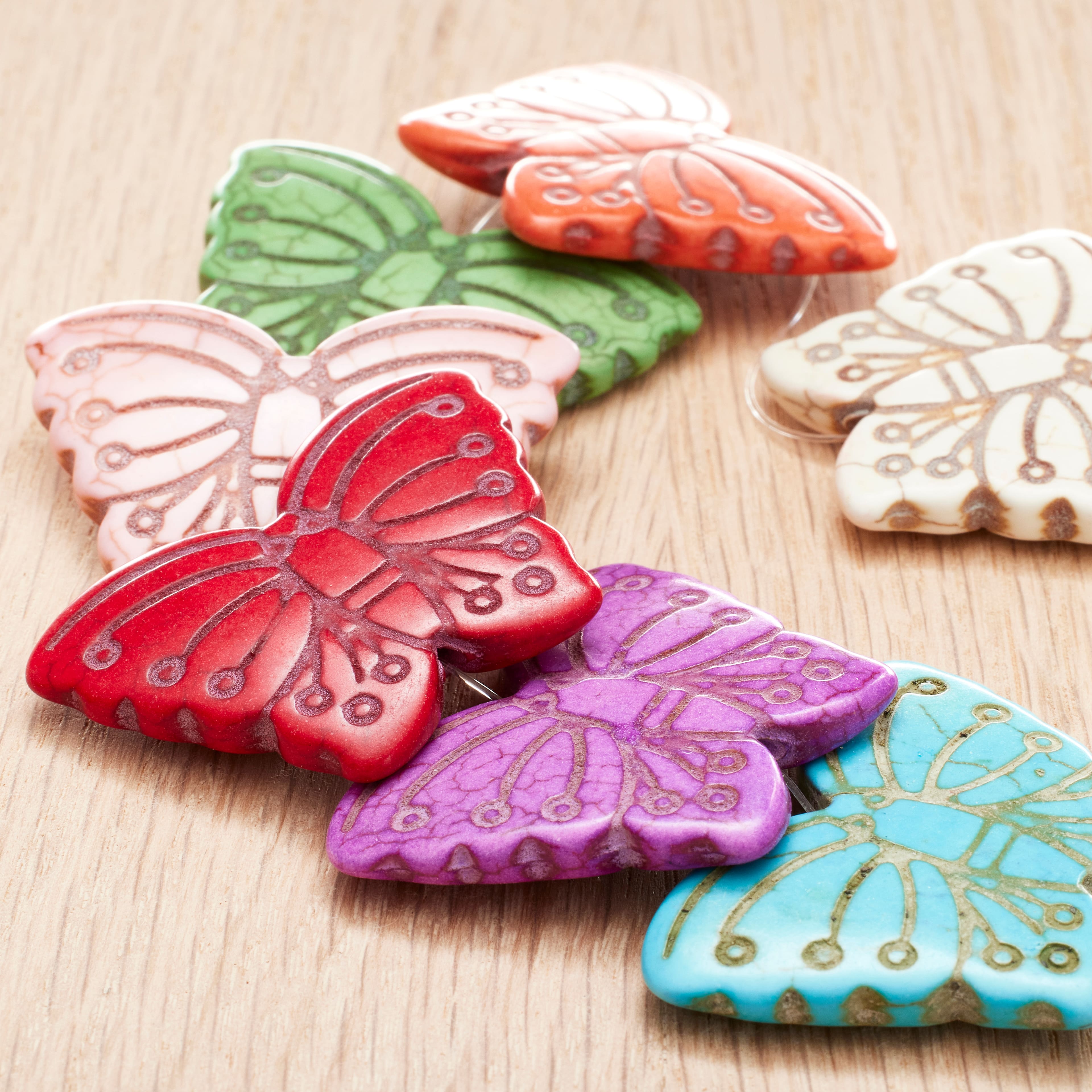 Multicolor Howlite Butterfly Beads, 38mm by Bead Landing&#x2122;