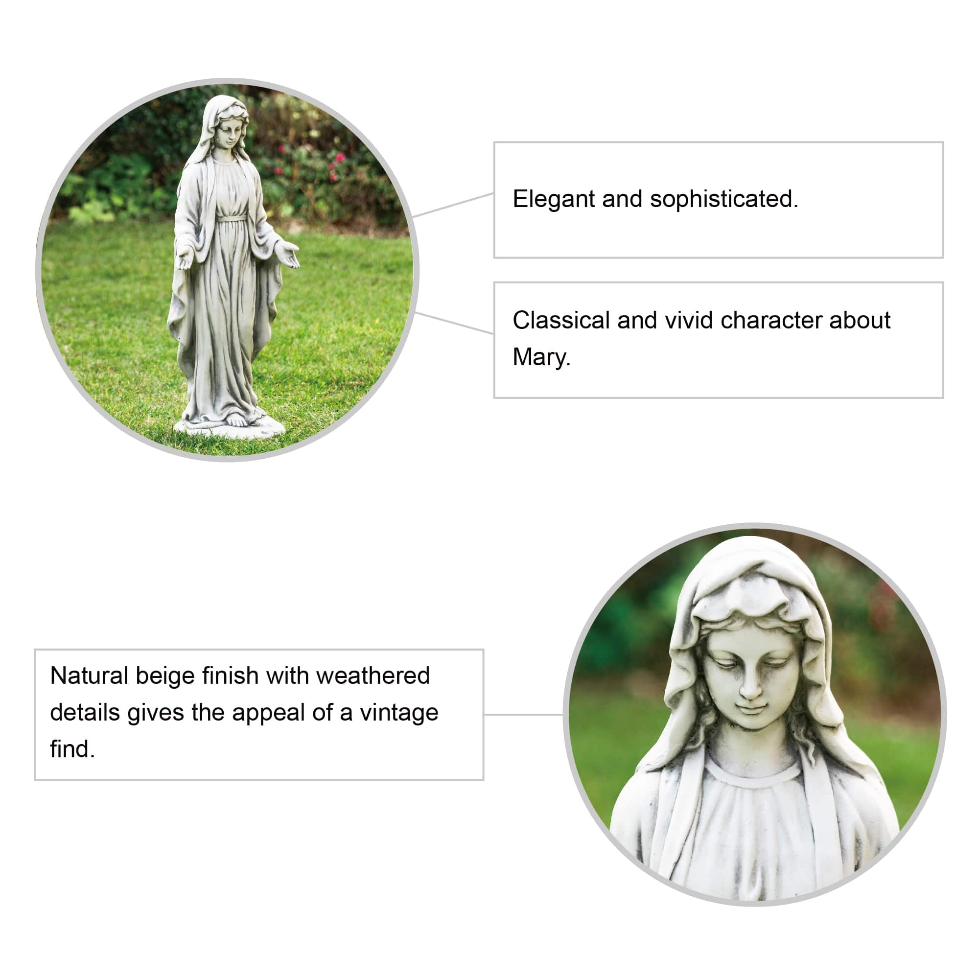 Glitzhome&#xAE; 30&#x22; Blessed Mother Mary Garden Statue