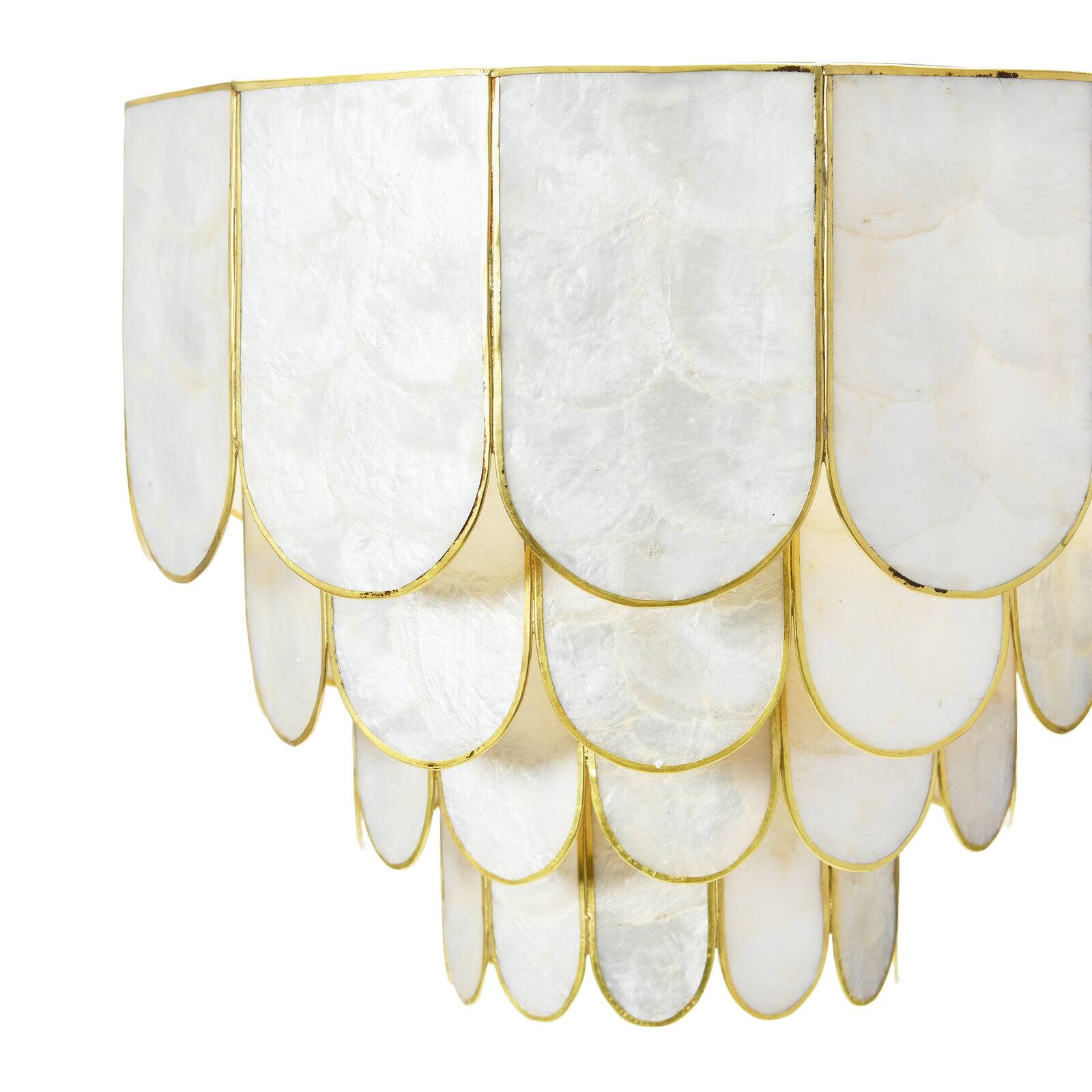 Hello Honey® 14" Round 4-Tier Capiz & Metal Flush Mount Ceiling Light