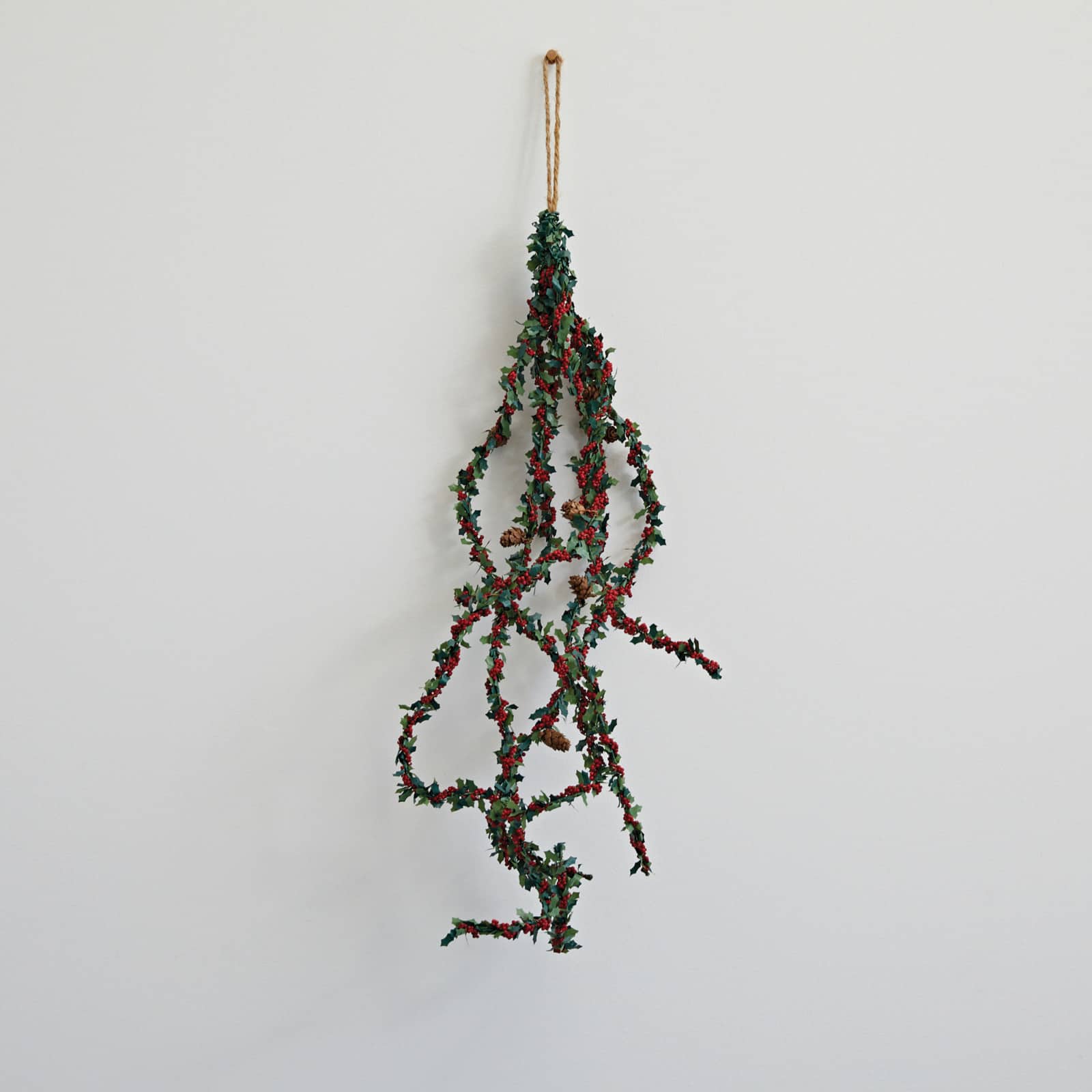 Hello Honey® 29.5" Faux Holly Leaf Spray with Red Berries & Pinecones