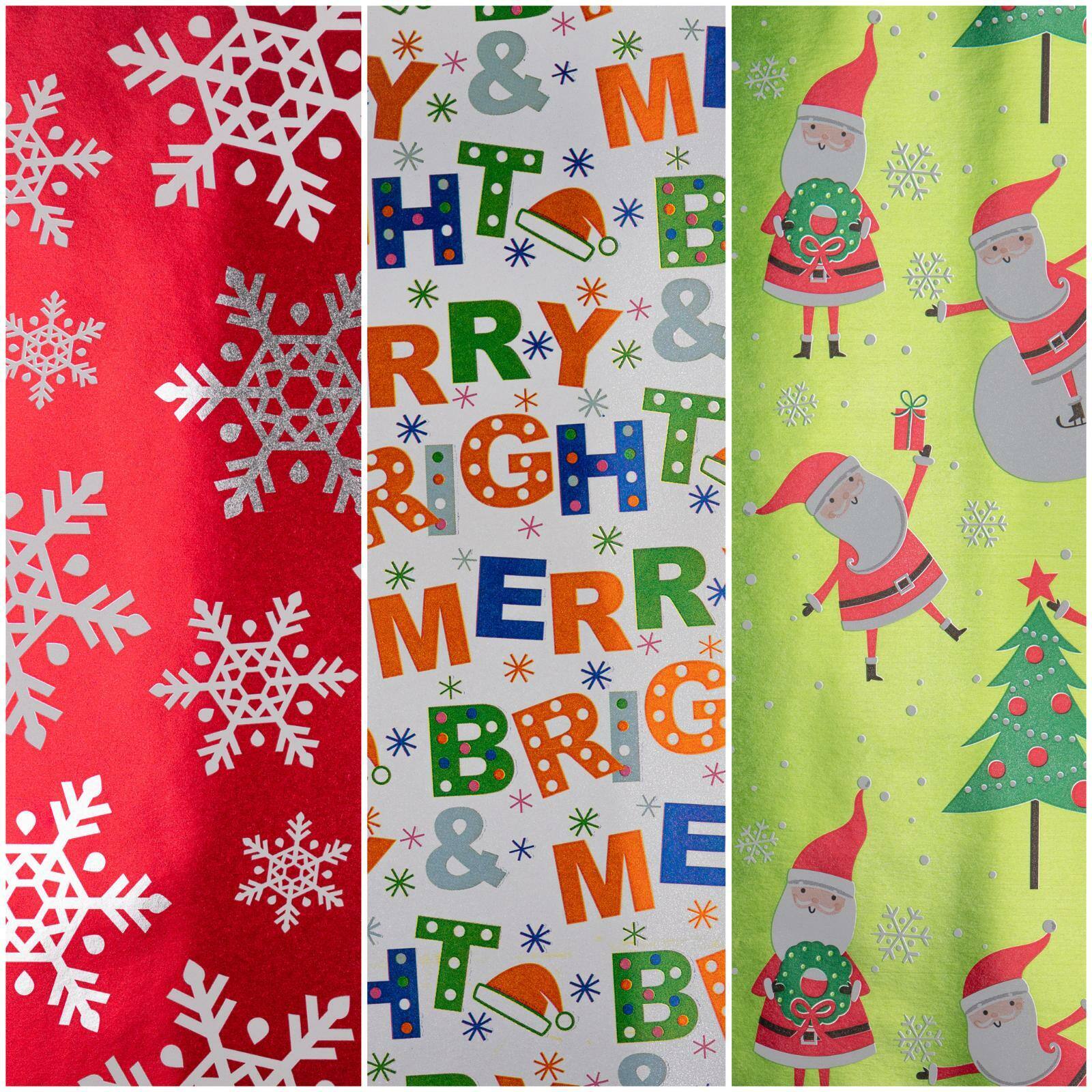 JAM Paper Frosted Holiday Christmas Foil Gift Wrap Set