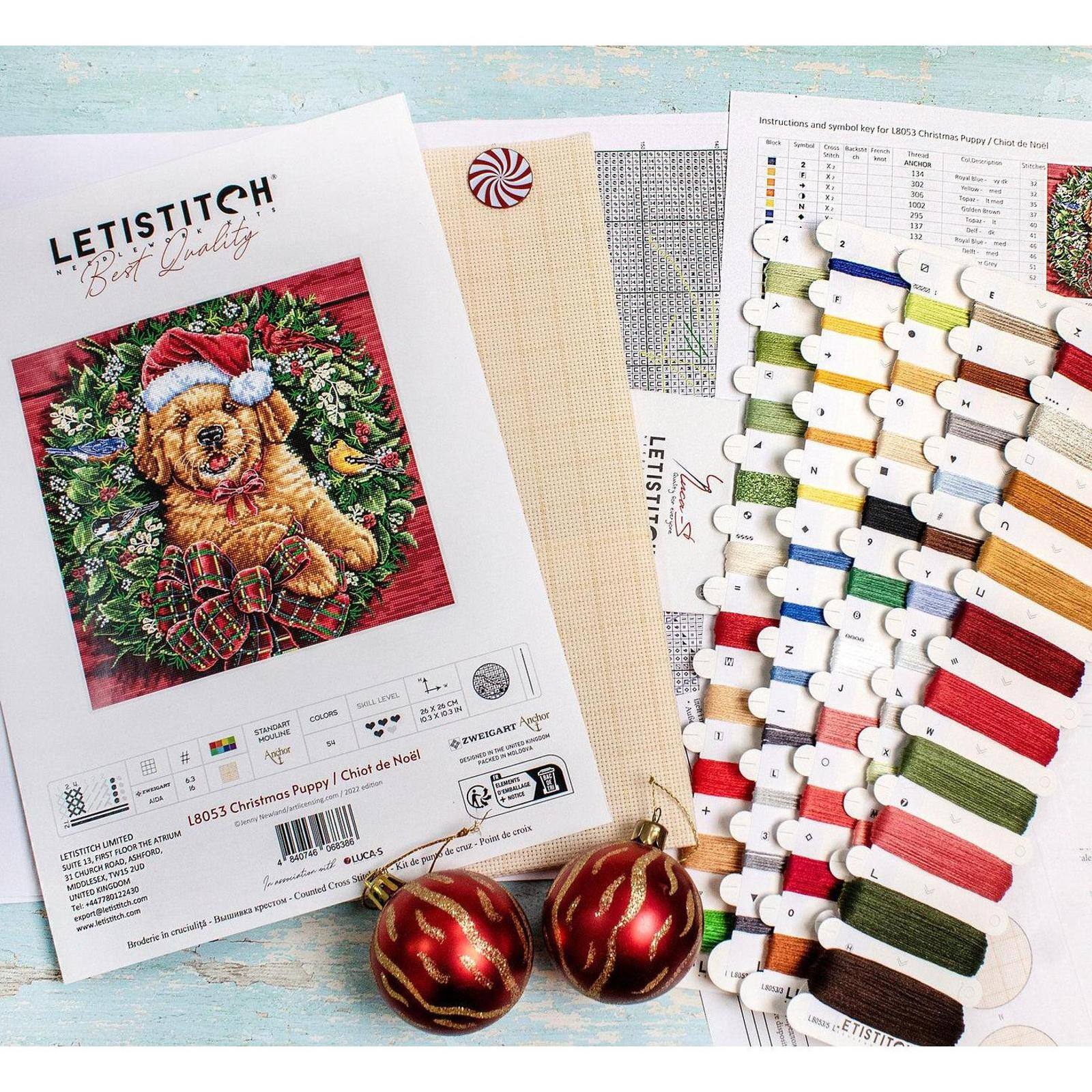 Letistitch Christmas Puppy Counted Cross Stitch Kit