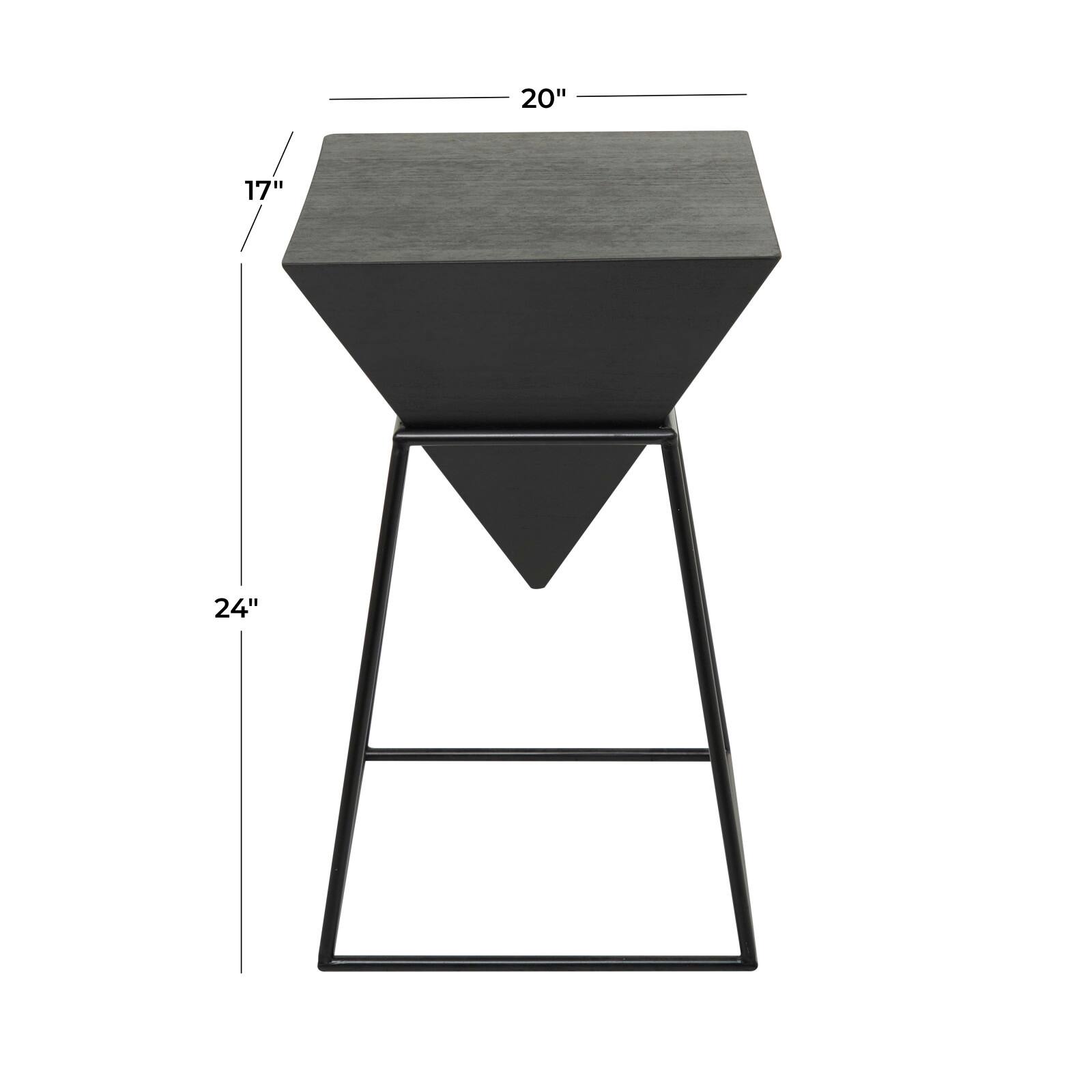 Black Metal Modern Accent Table, 24" x 20" x 17"