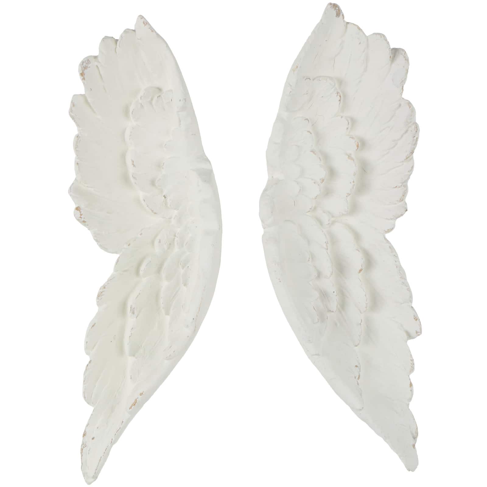 27" White Magnesium Oxide Bird Carved Wings Wall Décor Set