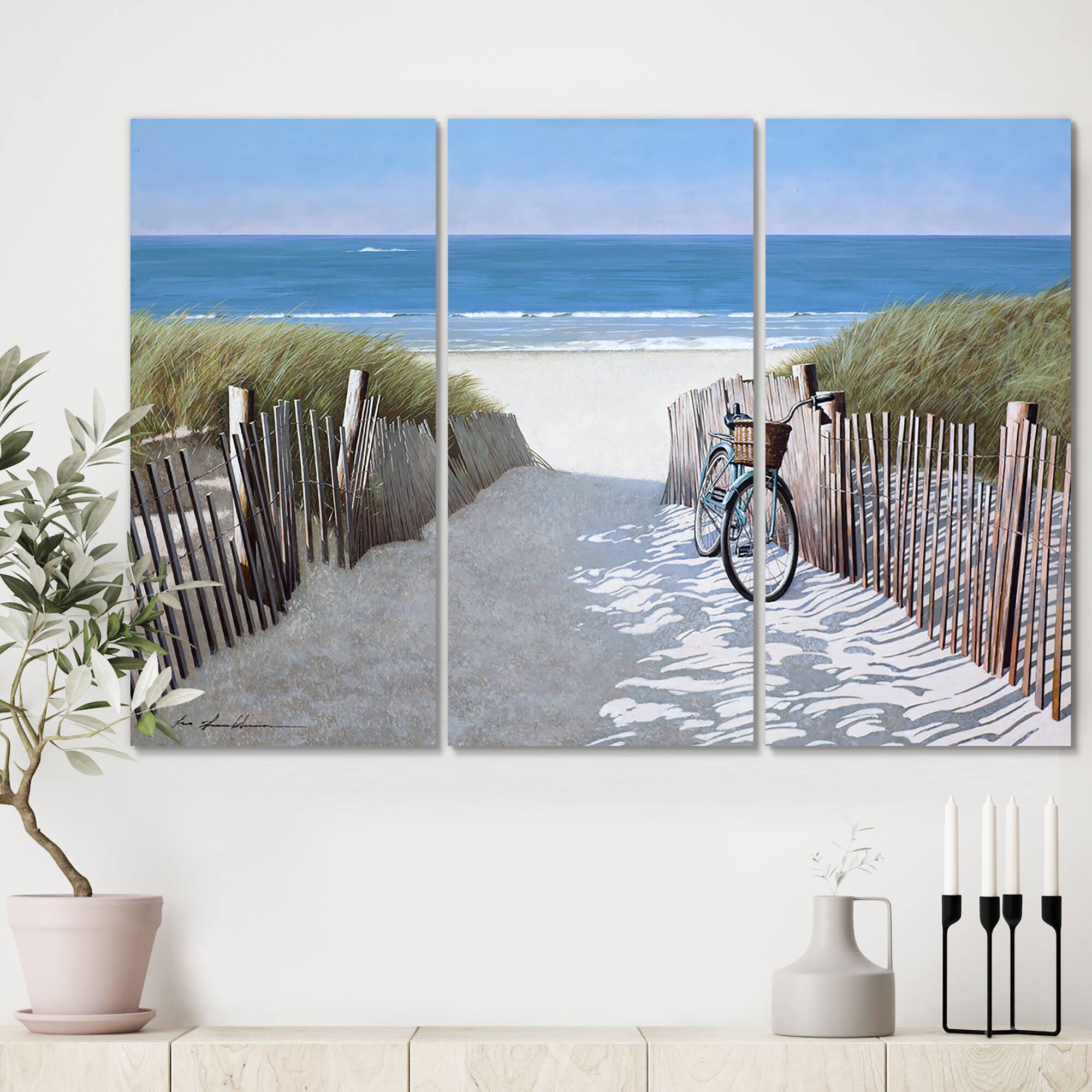 Designart - Beach Bike 2 - Beach Canvas Art Print