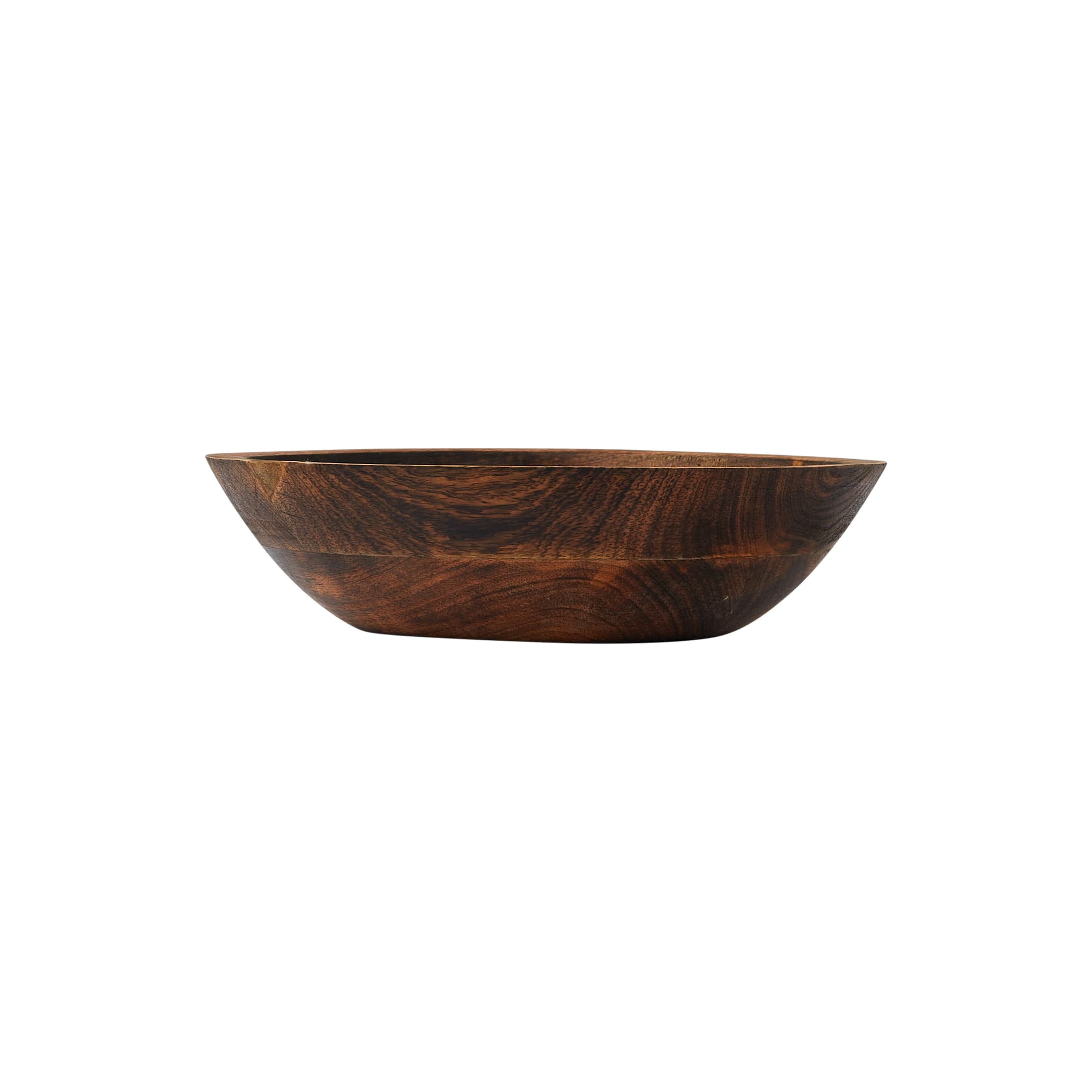 11.5&#x22; Natural Boho Carved Wood Bowl with Floral Designs