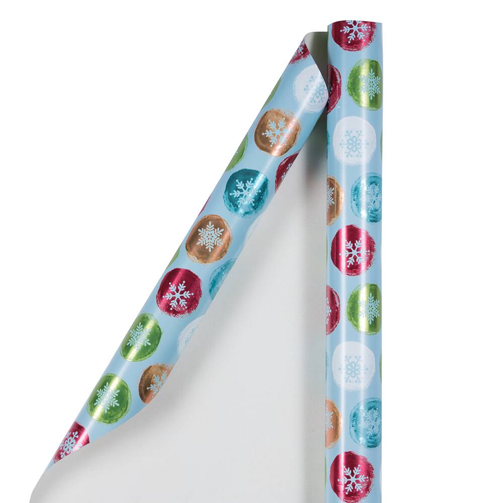 JAM Paper Painted Snowflake Orbs Gift Wrap